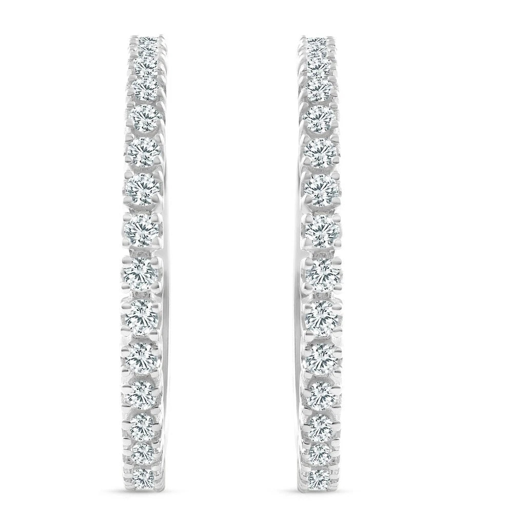 Round Brilliant Cut Lab Grown Diamond Hoop Earrings | Inside Out Diamond Hoops | Gold Diamond Hoop Earrings | Anniversary Gift