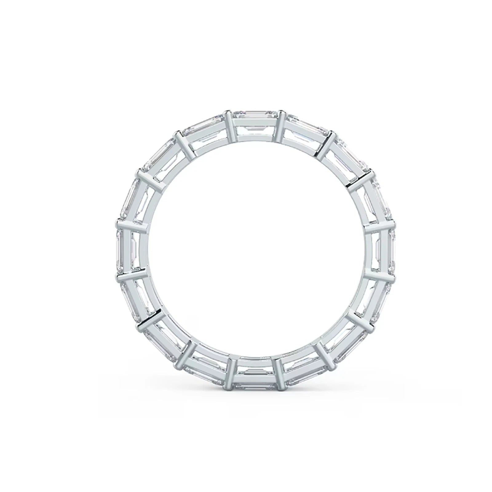 Emerald & Round Lab Diamond Eternity Band, Full Eternity Wedding Ring, White Gold Anniversary Band, Stacking Ring