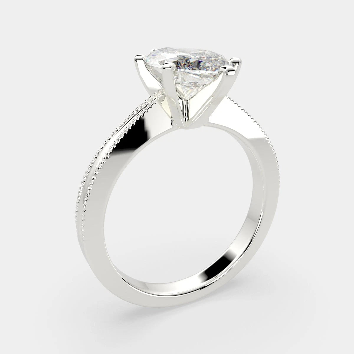 Marquise Lab Grown Diamond Engagement Ring, 6 Prong Milgrain Vintage Solitaire Ring, White Gold Anniversary Ring for Women, Promise Gift