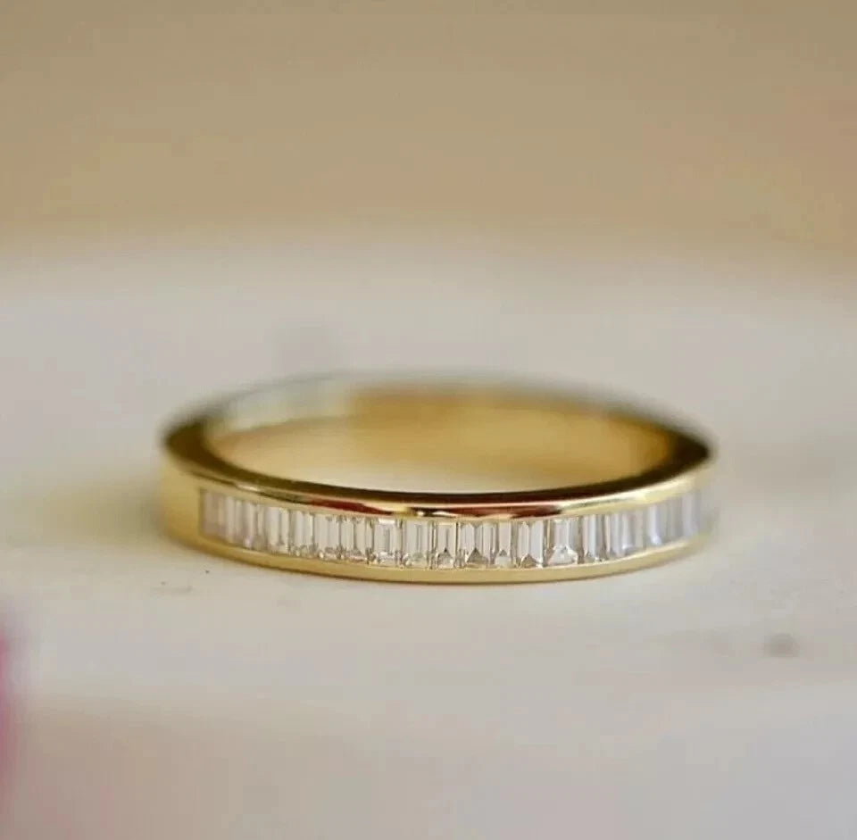 Baguette Cut Lab Grown Diamond Eternity Ring | Channel Set Wedding Band | Stackable Diamond Ring | Minimalist Anniversary Band