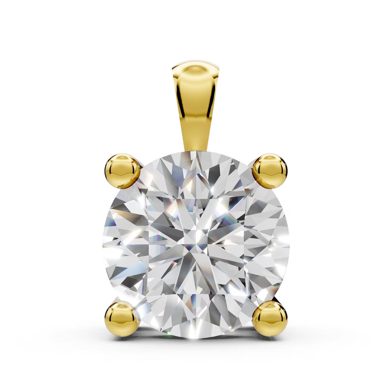 1 CT Round Brilliant Cut Lab Grown Diamond Solitaire Pendant, Yellow Gold Necklace, Minimalist Diamond Pendant Gift for Her