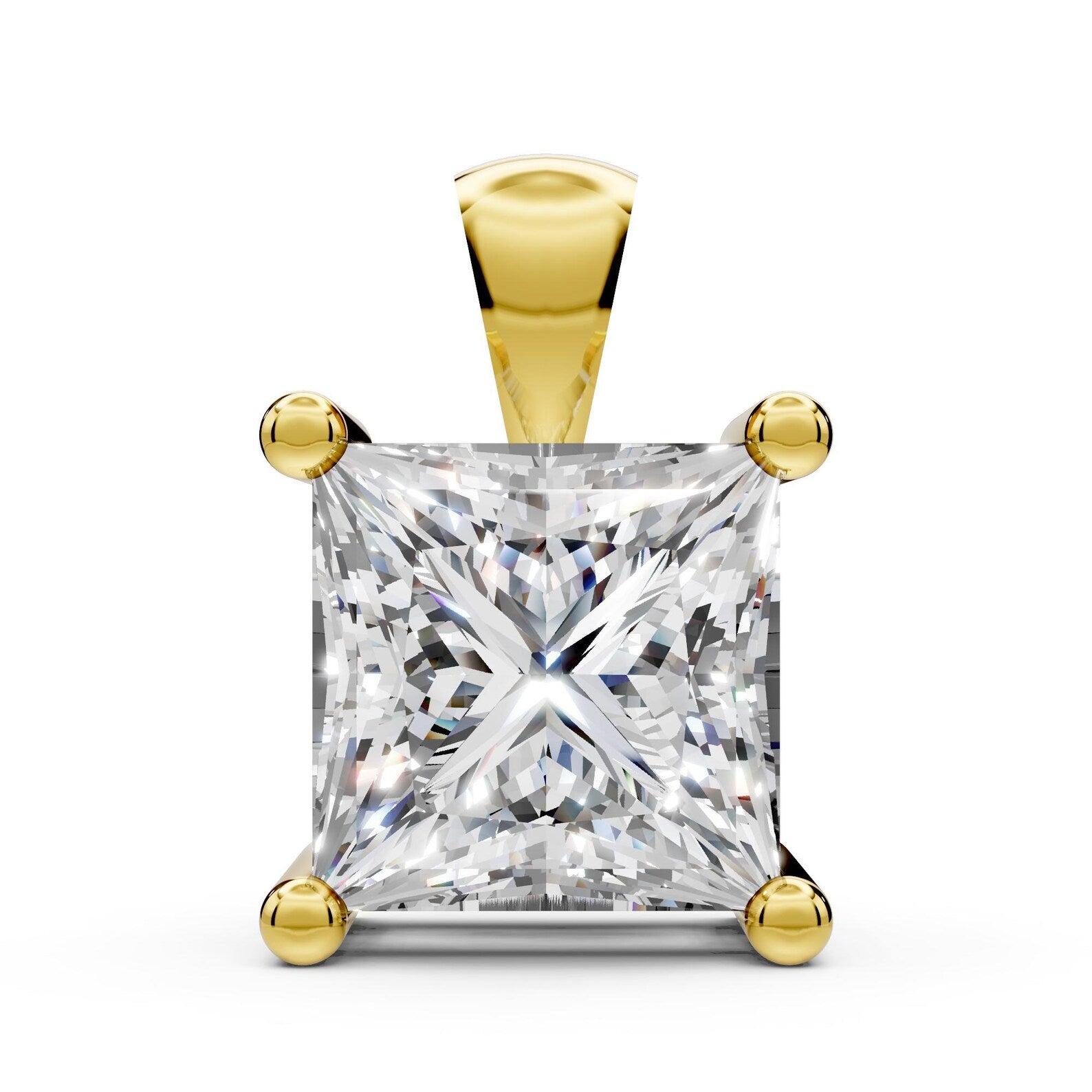 Princess Cut Lab Diamond Solitaire Pendant Bridesmaid Pendant Solid Gold Diamond Pendant Gift For Her
