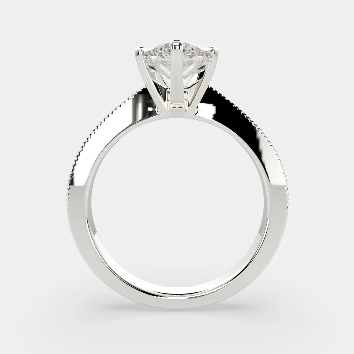 Marquise Lab Grown Diamond Engagement Ring, 6 Prong Milgrain Vintage Solitaire Ring, White Gold Anniversary Ring for Women, Promise Gift