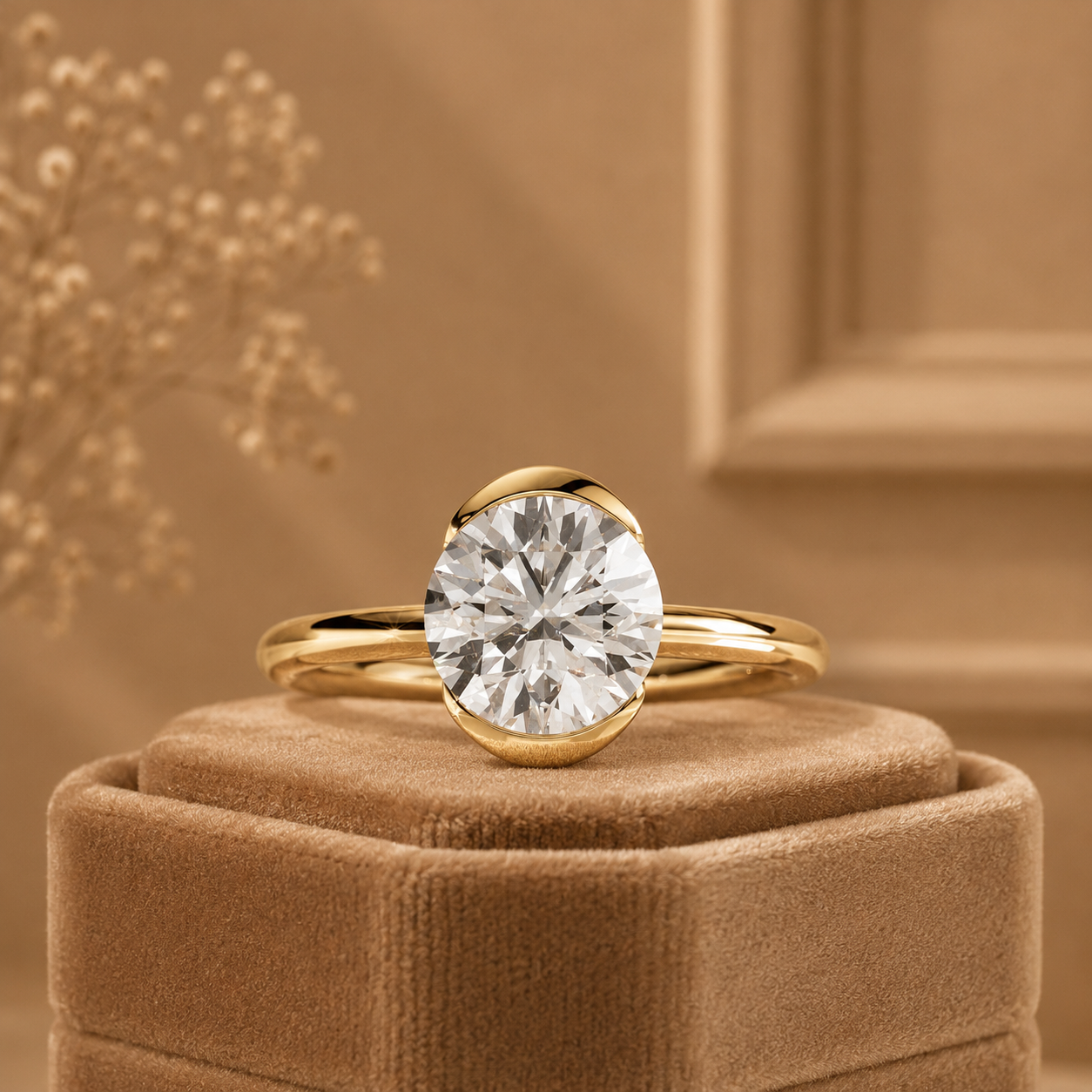 Oval Lab Grown Diamond Engagement Ring, Gold Bezel Set Ring, Minimalist Solitaire Ring, Modern Bridal Ring, Anniversary Gift for Her