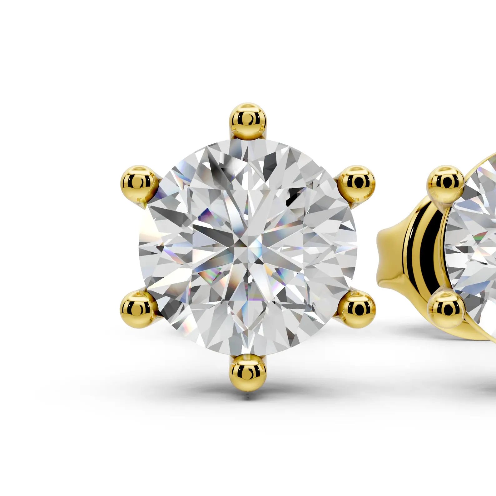 Lab Grown Diamond Stud Earrings 18k Solid Gold 6 Prong Diamond Earrings Women VS1 Clarity IGI Certified