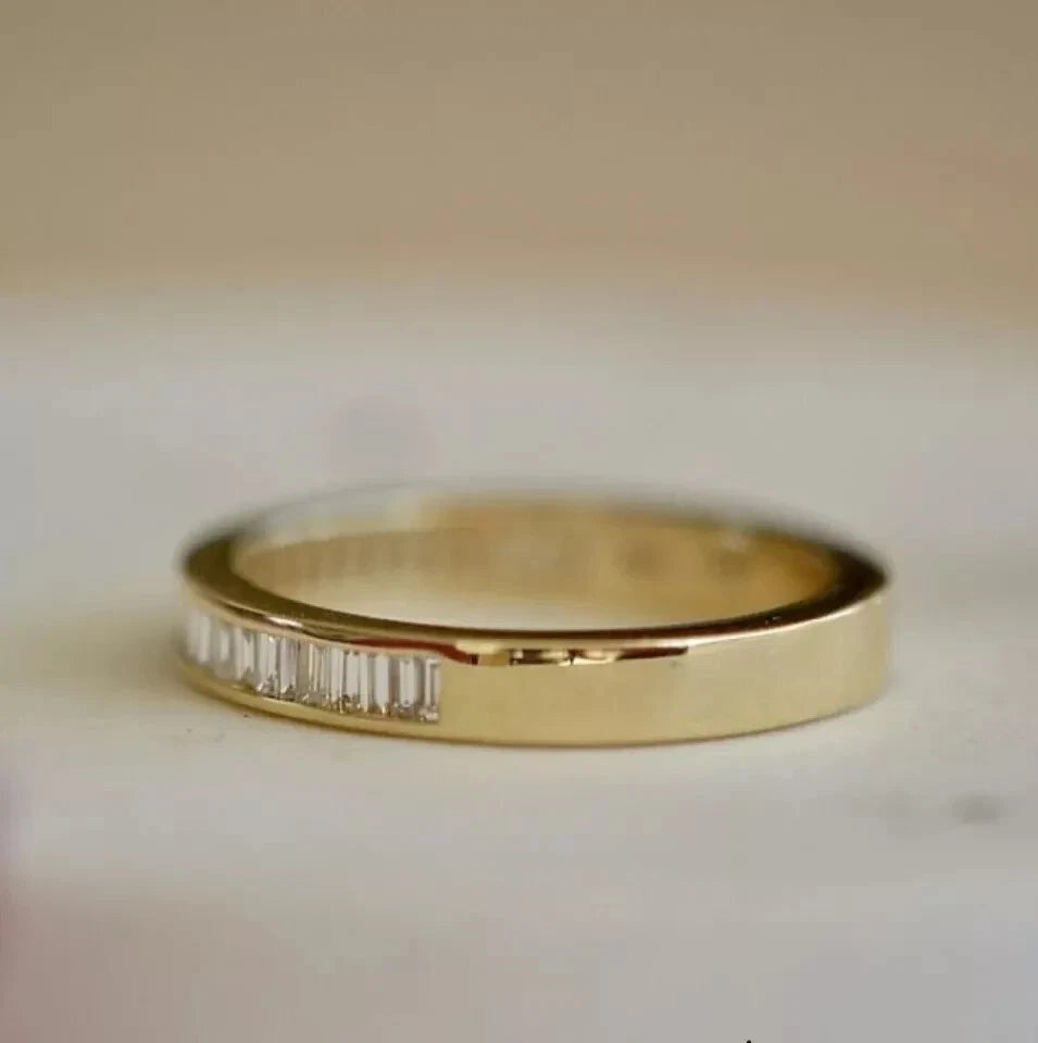 Baguette Cut Lab Grown Diamond Eternity Ring | Channel Set Wedding Band | Stackable Diamond Ring | Minimalist Anniversary Band