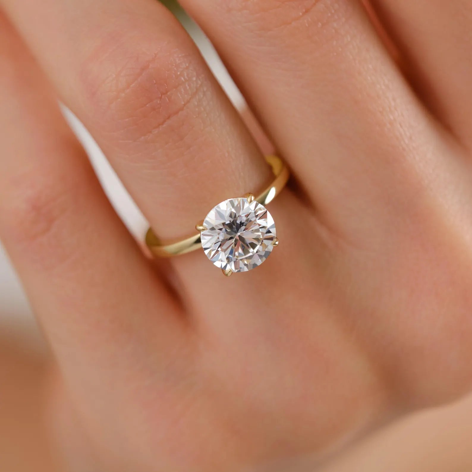 Round Cut Lab Grown Diamond Engagement Ring, Yellow Gold Solitaire Ring, IGI Certified Diamond , Proposal Ring, Round Cut Engagement Ring