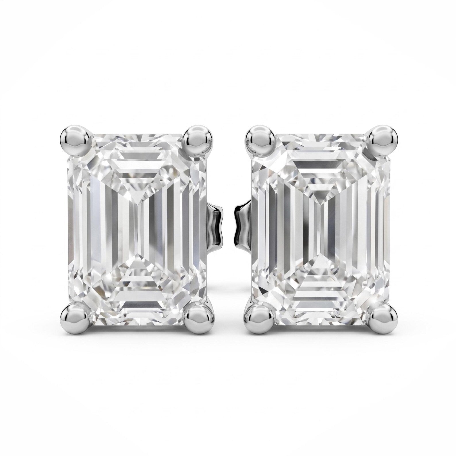 IGI Certified Emerald Cut Diamond Stud Earrings, Gold Solitaire Studs, Emerald Cut Lab Grown Earrings, Minimalist Wedding Earrings, Gift for Her