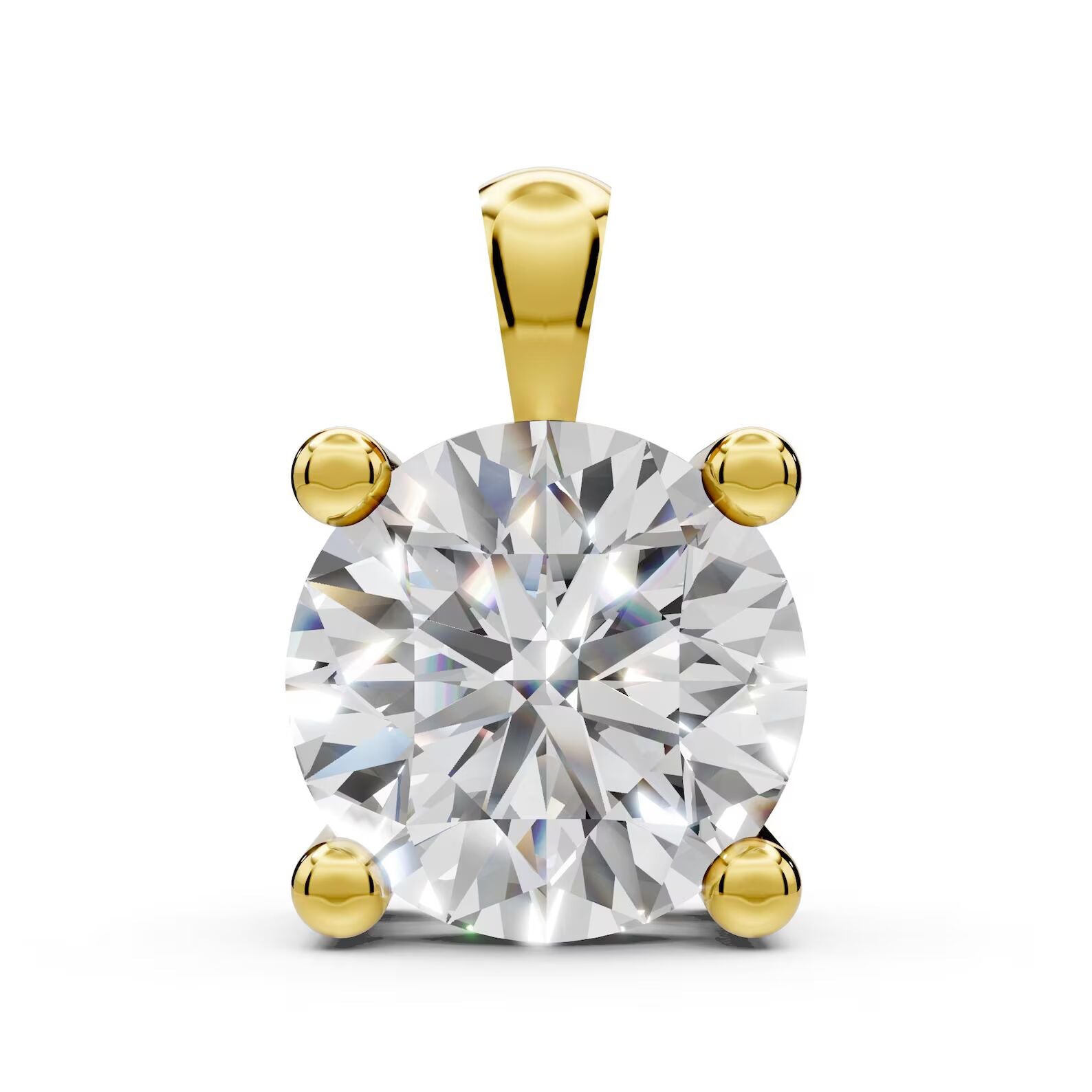 Round Diamond Classic Solitaire Pendant in Solid Gold