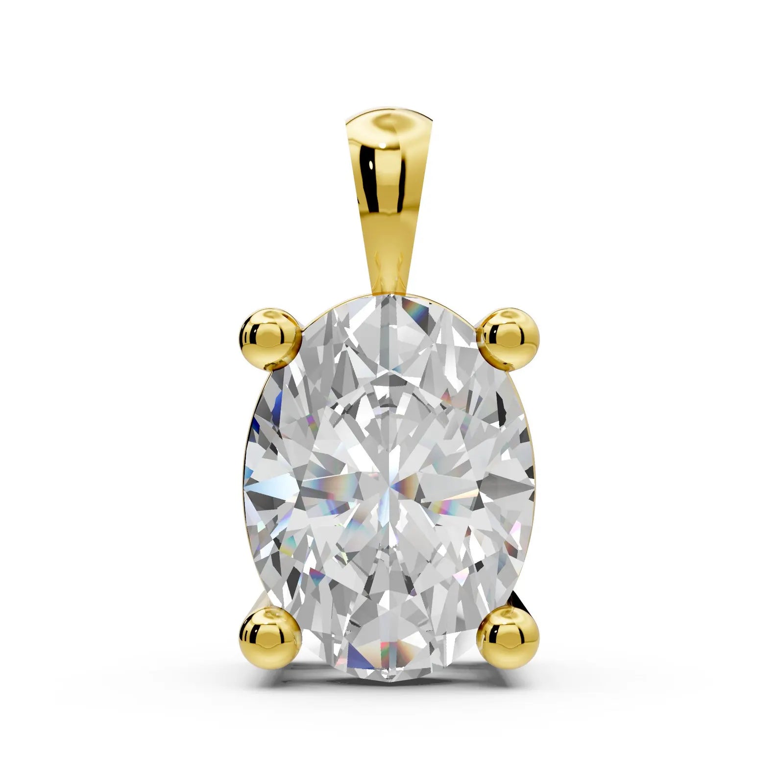 1 Ct Oval Lab Grown Diamond Pendant, Yellow Gold Solitaire Necklace, IGI Certified Diamond Pendant, Minimalist Gift for Her