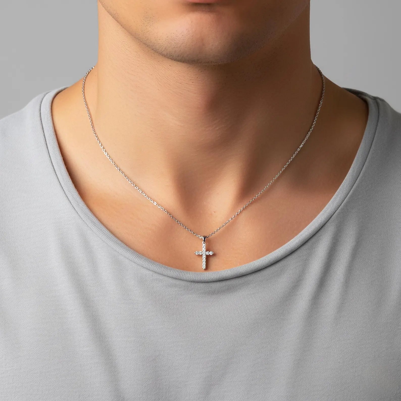 Diamond Cross Pendant Solid Gold Cross Necklace Lab Grown Diamond Everyday Cross Charm