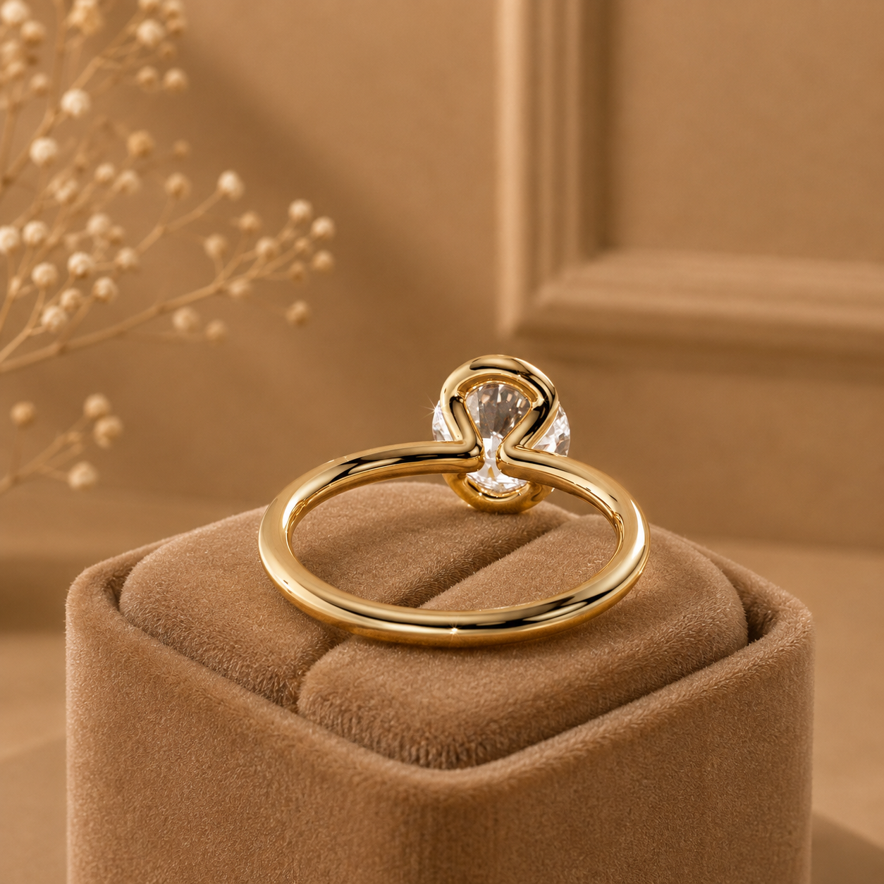 Oval Lab Grown Diamond Engagement Ring, Gold Bezel Set Ring, Minimalist Solitaire Ring, Modern Bridal Ring, Anniversary Gift for Her