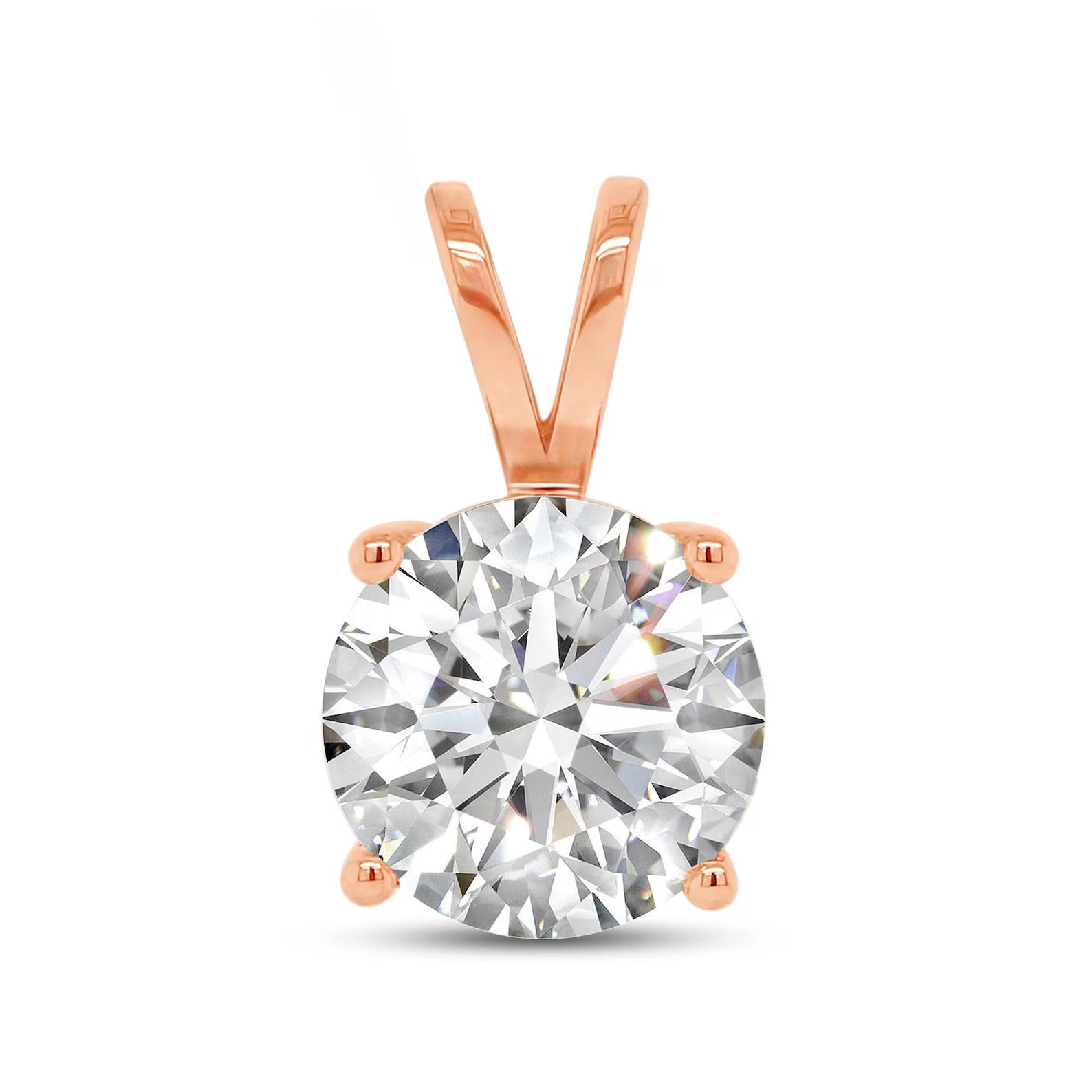 Round Cut Solitaire Diamond Pendant, Solid Gold Diamond Necklace, Minimalist Diamond Pendant, Everyday Fine Jewelry