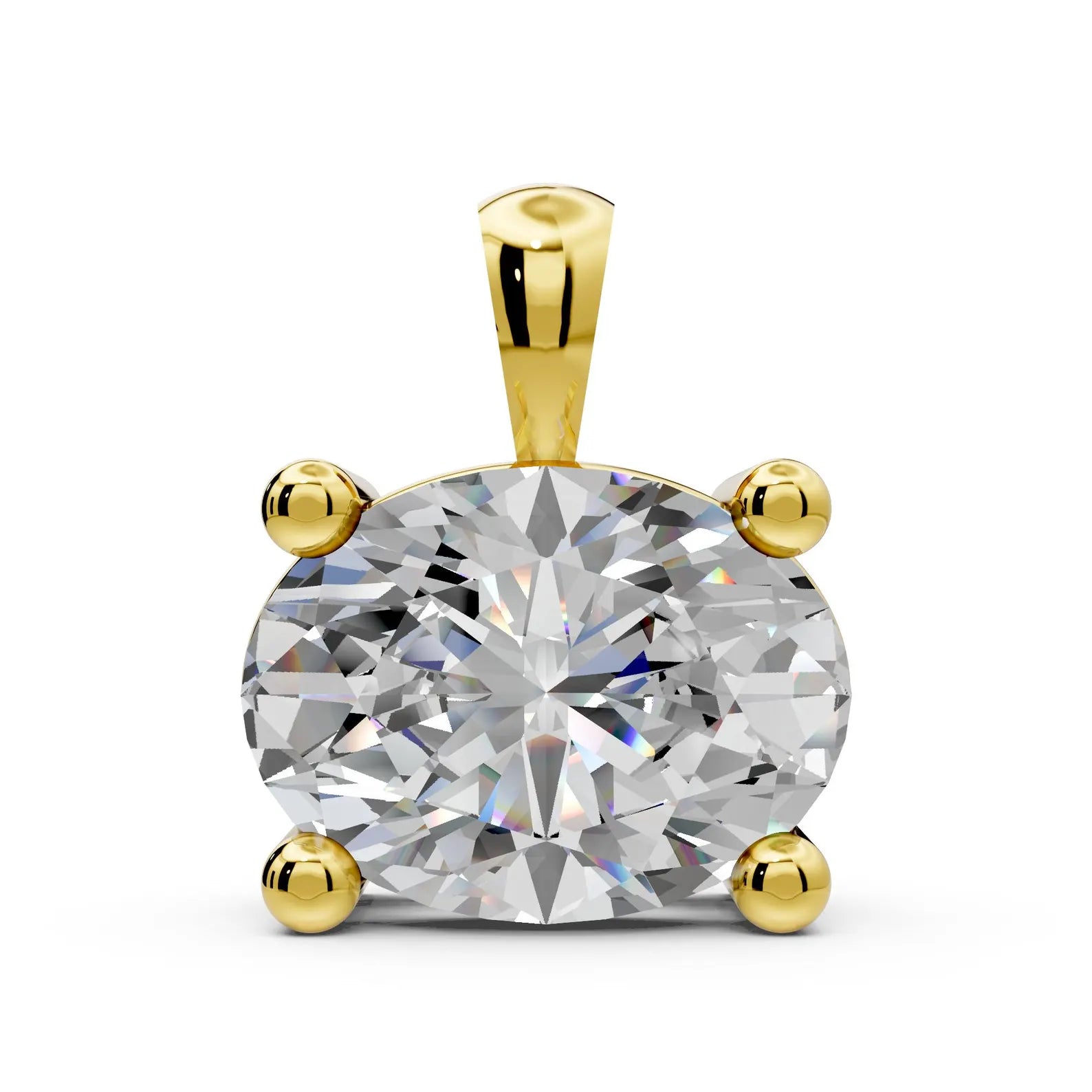 East West Oval Cut Diamond Solitaire Pendant Lab Grown Diamond Pendant Bridesmaid Pendant Solid Gold Diamond Pendant