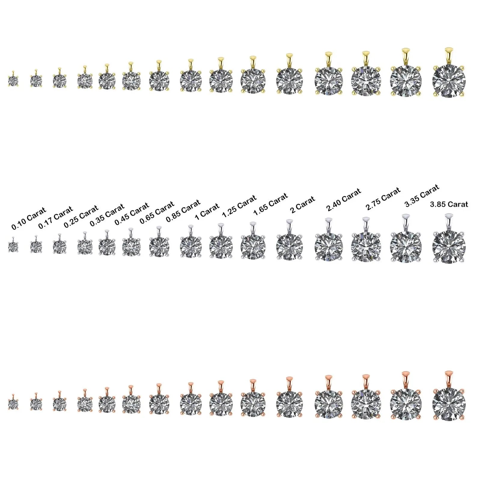 Diamond Solitaire Pendant 6 Prong Round Lab Grown Diamond Pendant Solid Gold Single Diamond Necklace Perfect Gift