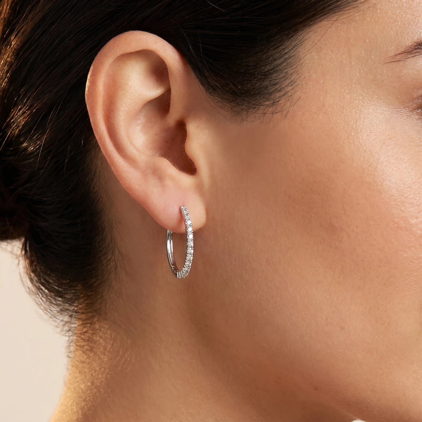 Round Brilliant Cut Lab Grown Diamond Hoop Earrings | Inside Out Diamond Hoops | Gold Diamond Hoop Earrings | Anniversary Gift