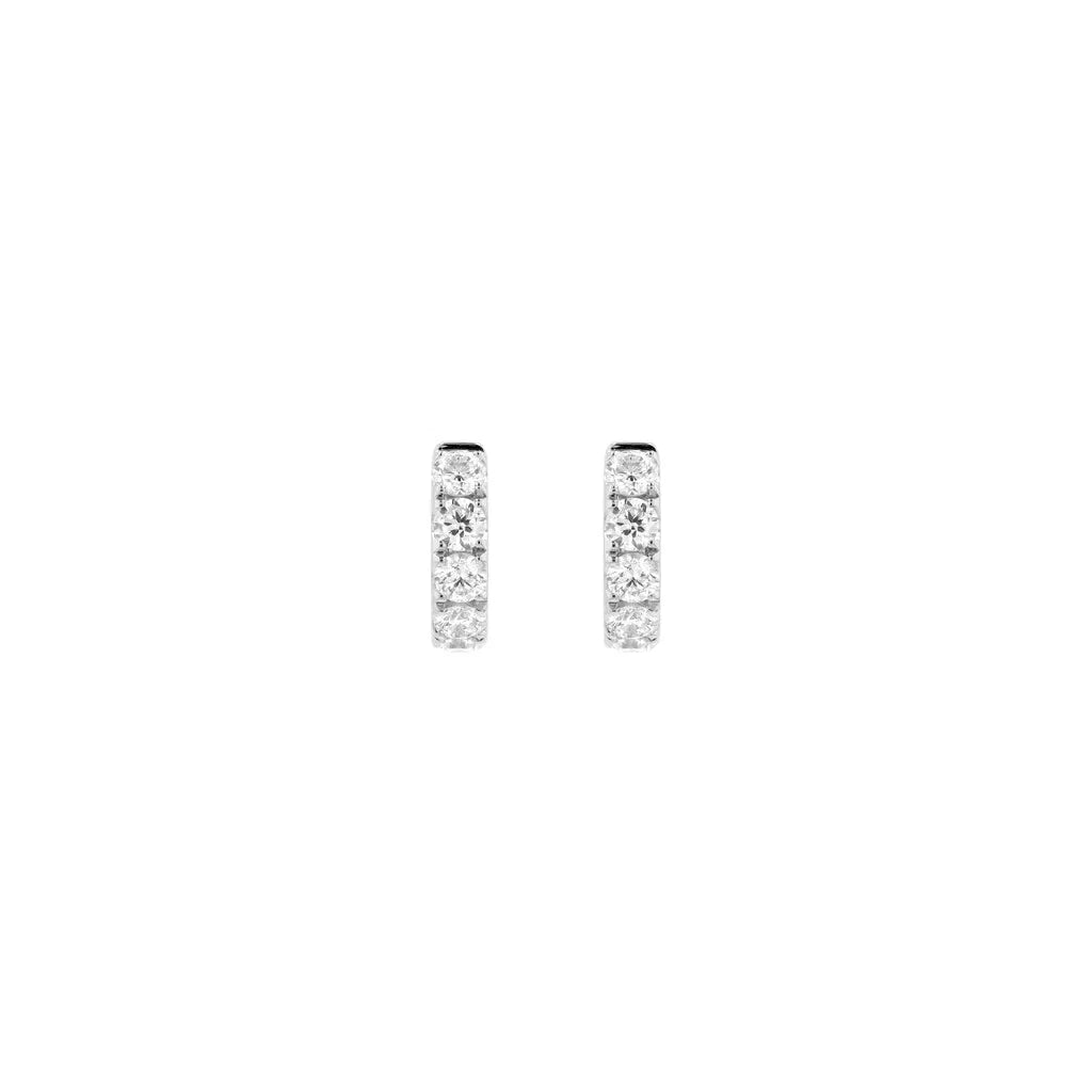 Diamond Huggie Hoop Earrings, Round Cut Diamond Hoop Earrings, White Gold Huggie Earrings, Minimalist Bridal Jewelry, Gift for Her