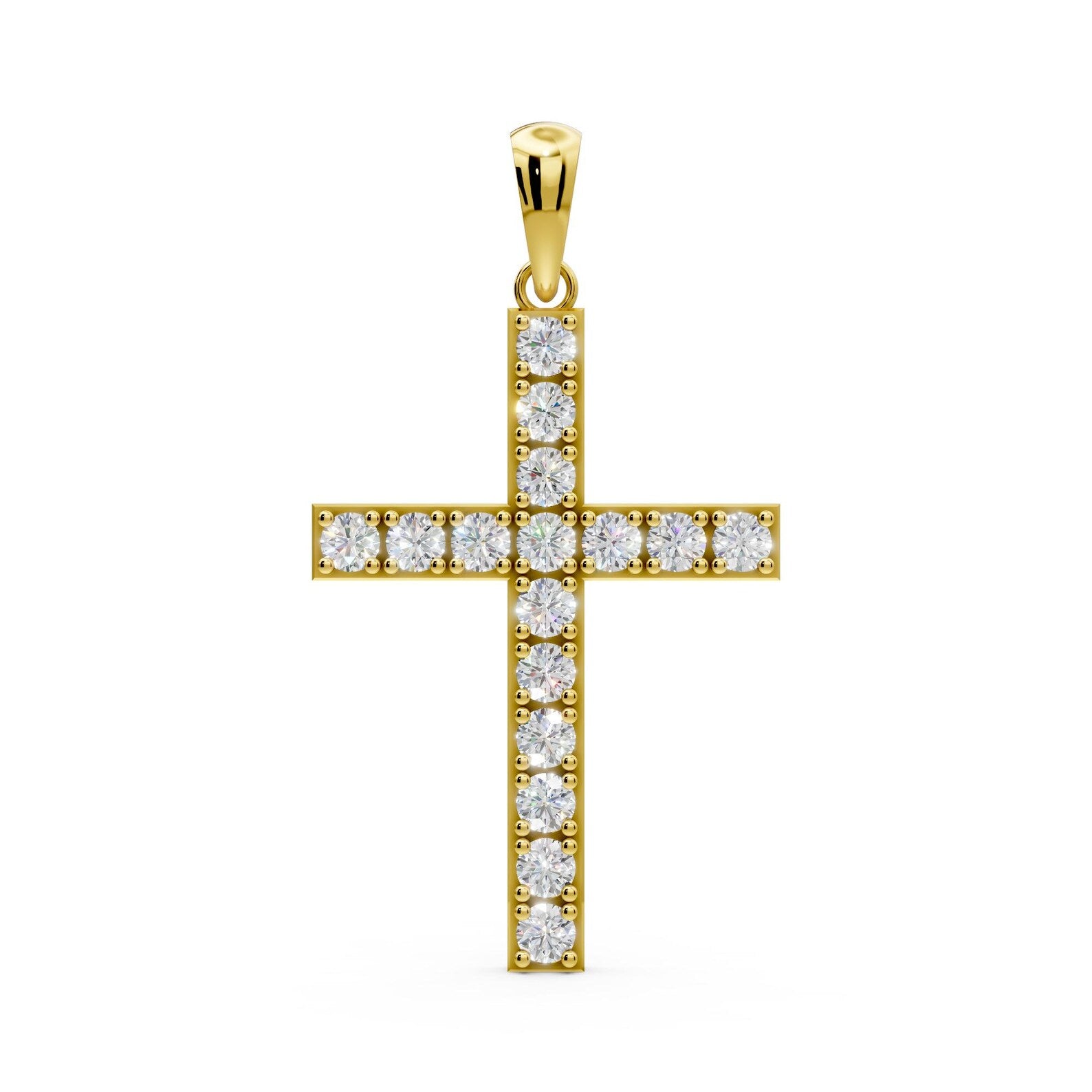 Solid Gold Diamond Cross Necklace Lab Grown Diamond Christian Pendant Religious Jewelry Baptism Necklace