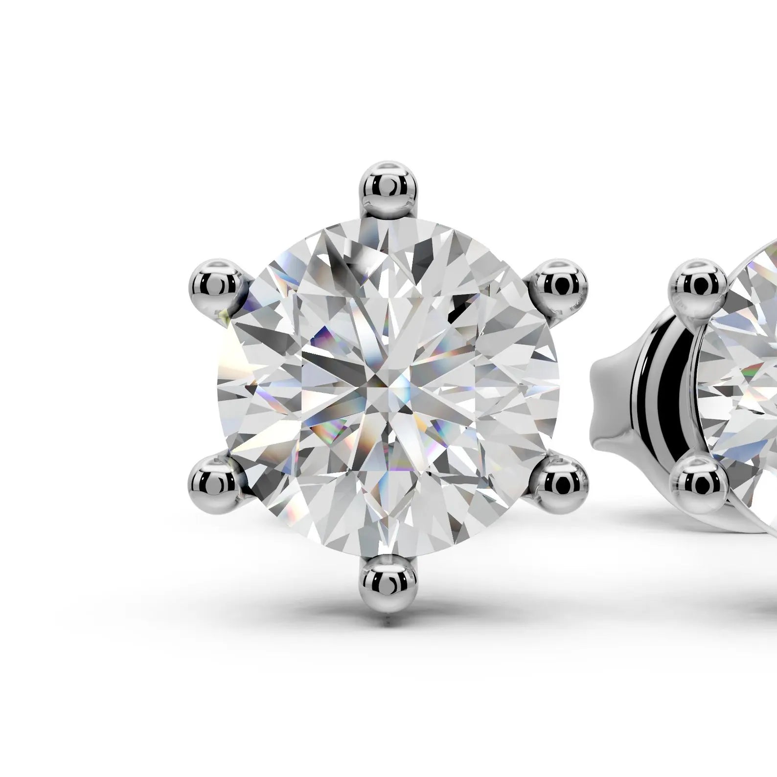Lab Grown Diamond Stud Earrings 18k Solid Gold 6 Prong Diamond Earrings Women VS1 Clarity IGI Certified