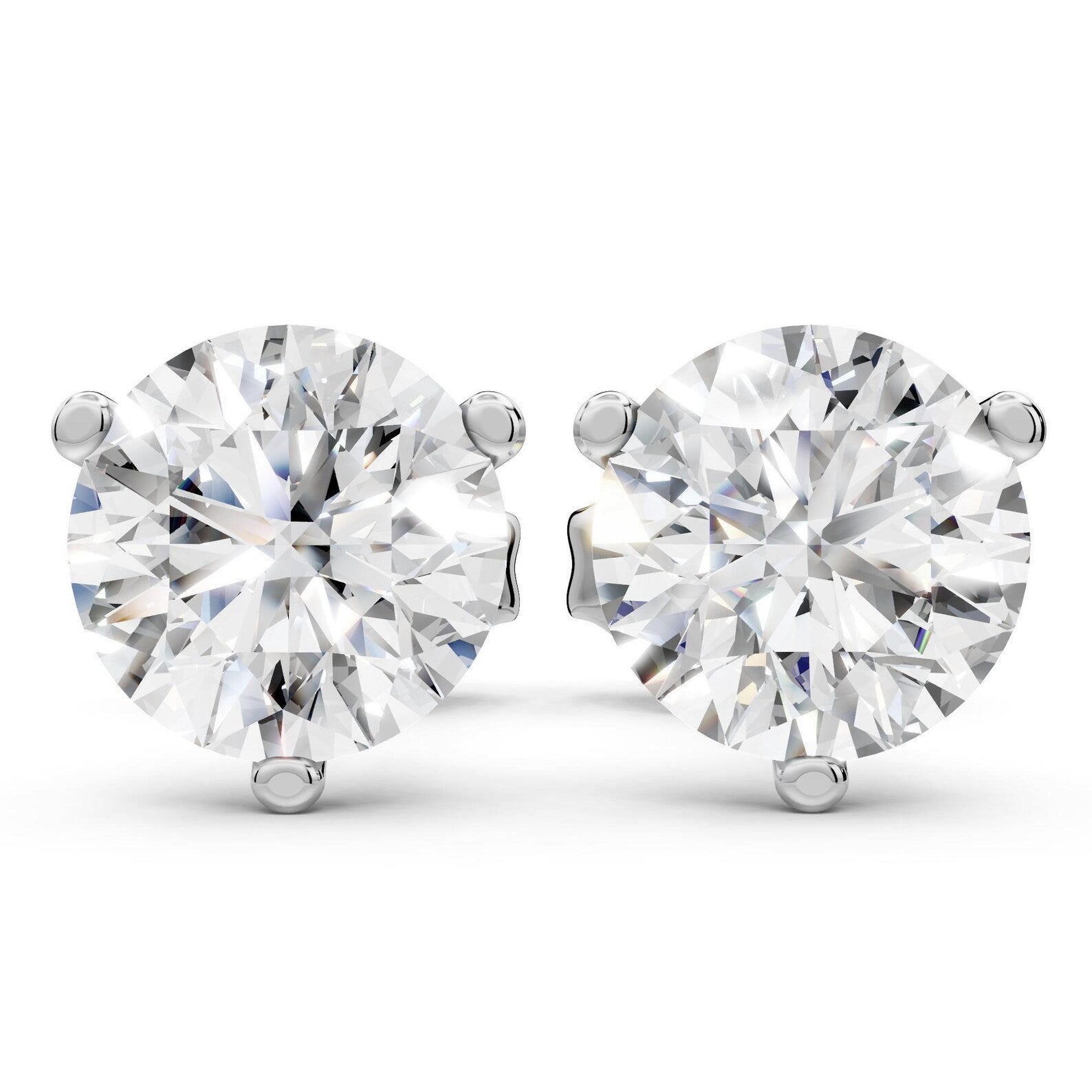Round Brilliant Lab Grown Diamond Stud Earrings, Yellow Gold Martini Studs, Solitaire Diamond Earrings, Minimalist Gift for Her