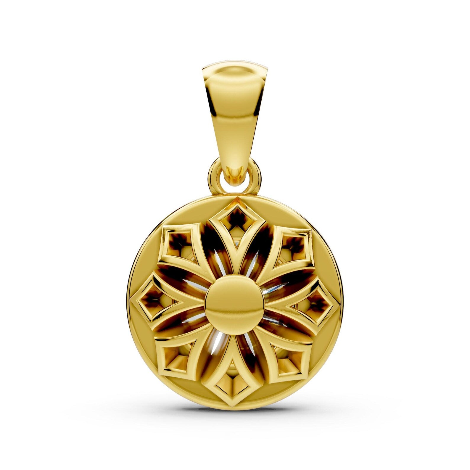 1 CT Round Lab Grown Diamond Halo Pendant, Yellow Gold Diamond Necklace, Solitaire Halo Pendant, Anniversary Gift for Her