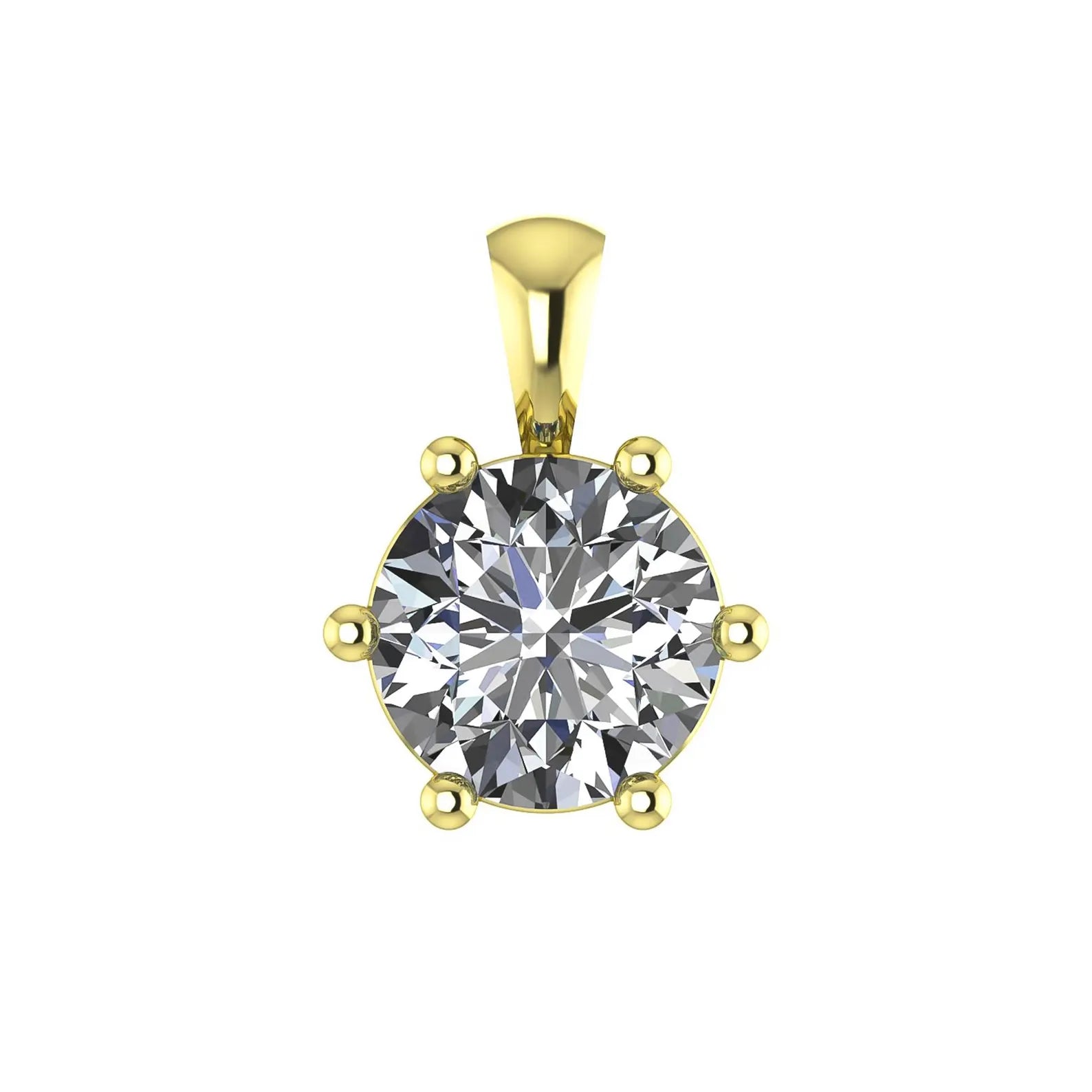 Diamond Solitaire Pendant 6 Prong Round Lab Grown Diamond Pendant Solid Gold Single Diamond Necklace Perfect Gift