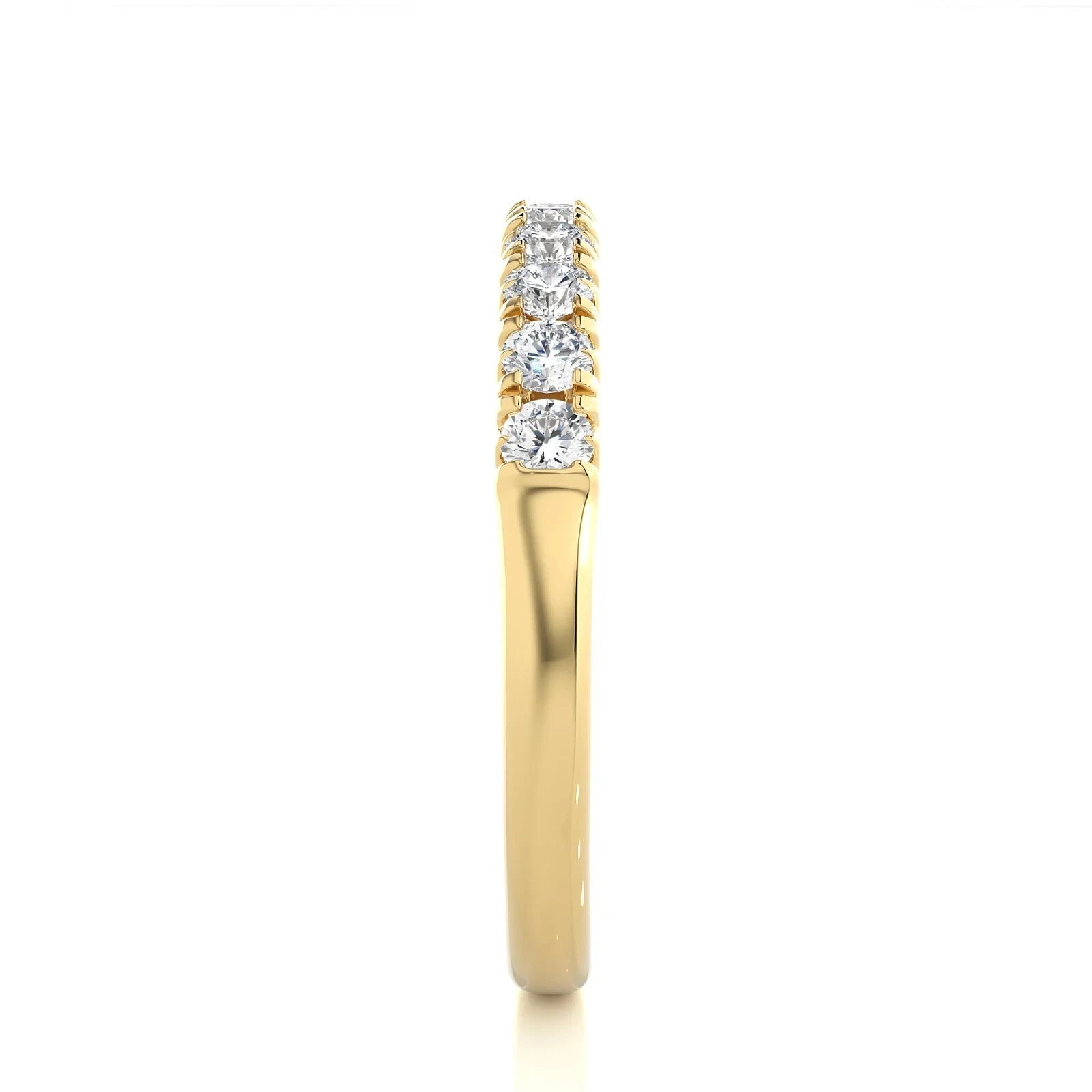 Round Diamond Half Eternity Wedding Band, Shared Prong Anniversary Ring, White Gold Diamond Band, Stackable Bridal Ring for Women