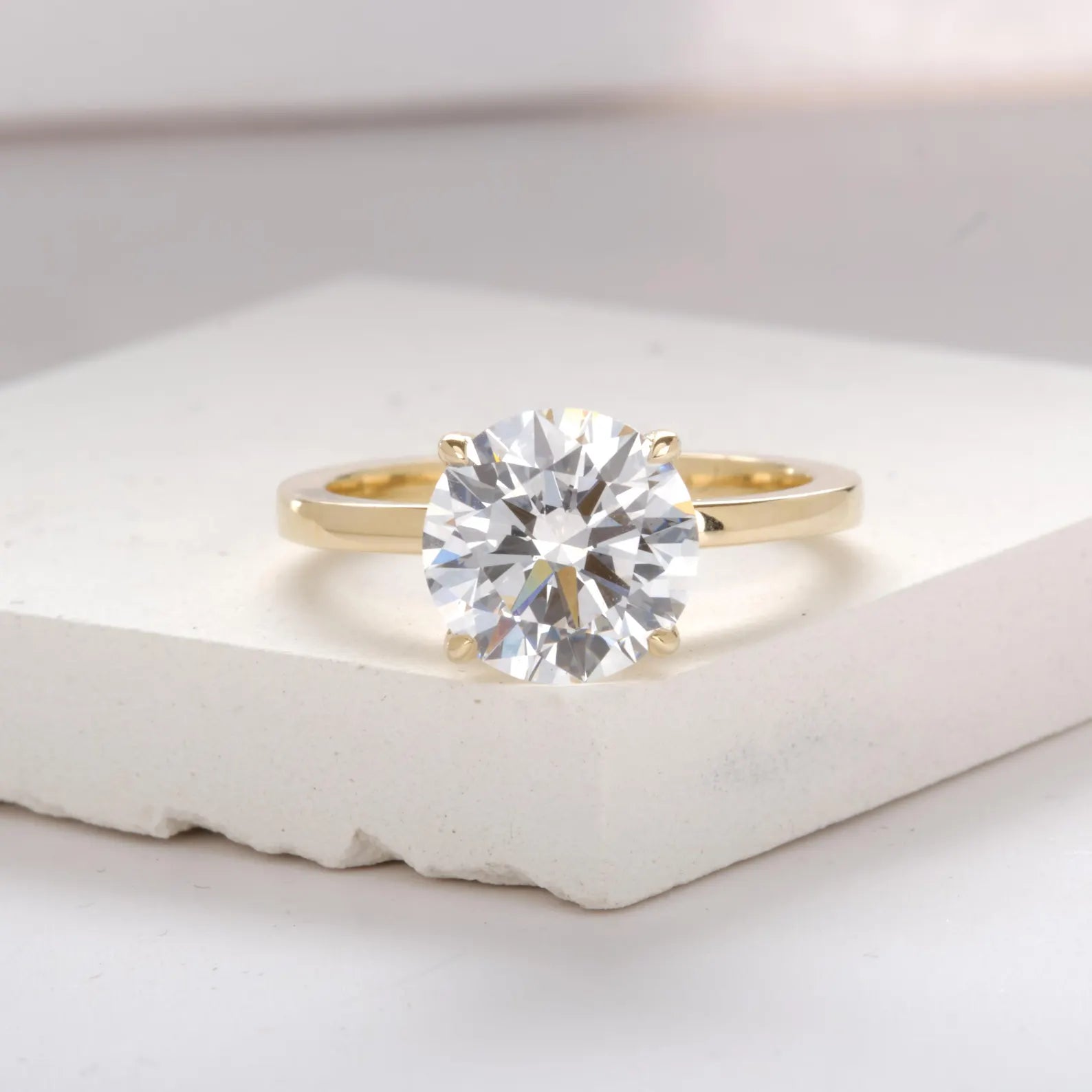 Round Cut Lab Grown Diamond Engagement Ring, Yellow Gold Solitaire Ring, IGI Certified Diamond , Proposal Ring, Round Cut Engagement Ring