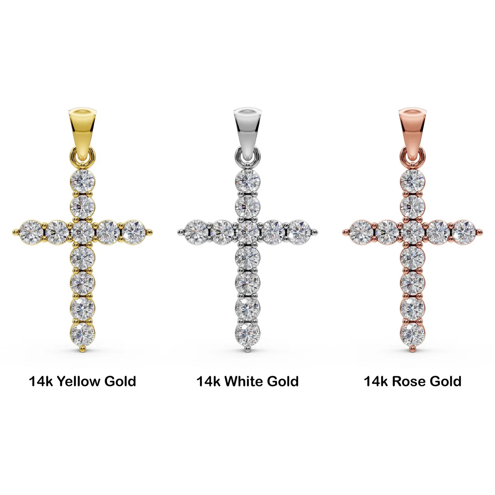 Diamond Cross Pendant Solid Gold Cross Necklace Lab Grown Diamond Everyday Cross Charm