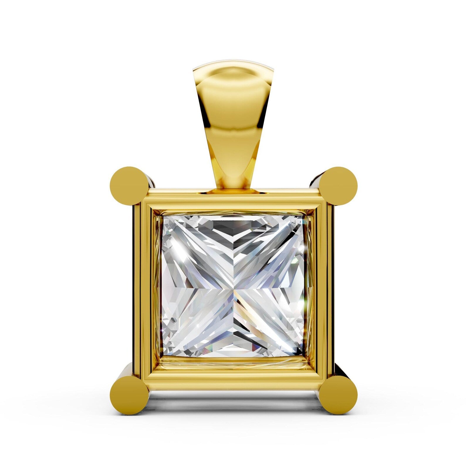 Princess Cut Lab Diamond Solitaire Pendant Bridesmaid Pendant Solid Gold Diamond Pendant Gift For Her