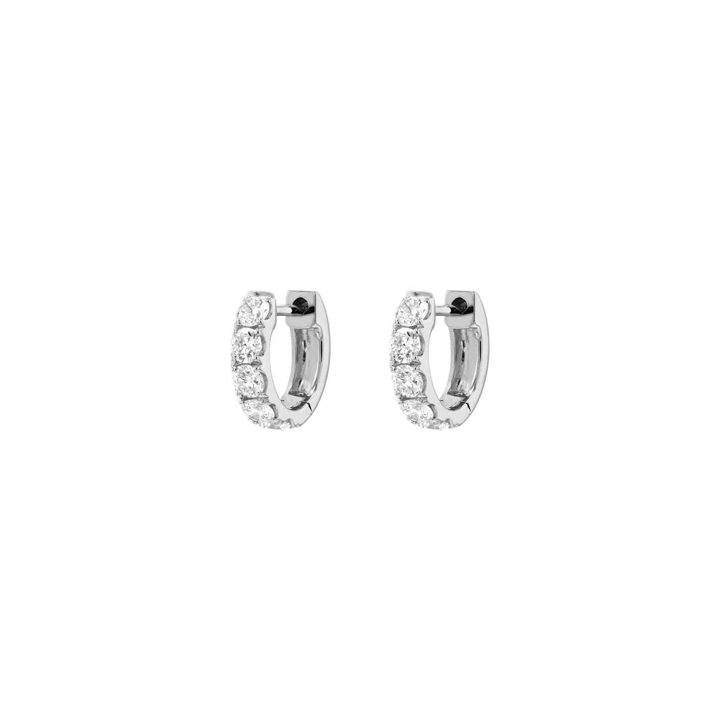 Diamond Huggie Hoop Earrings, Round Cut Diamond Hoop Earrings, White Gold Huggie Earrings, Minimalist Bridal Jewelry, Gift for Her