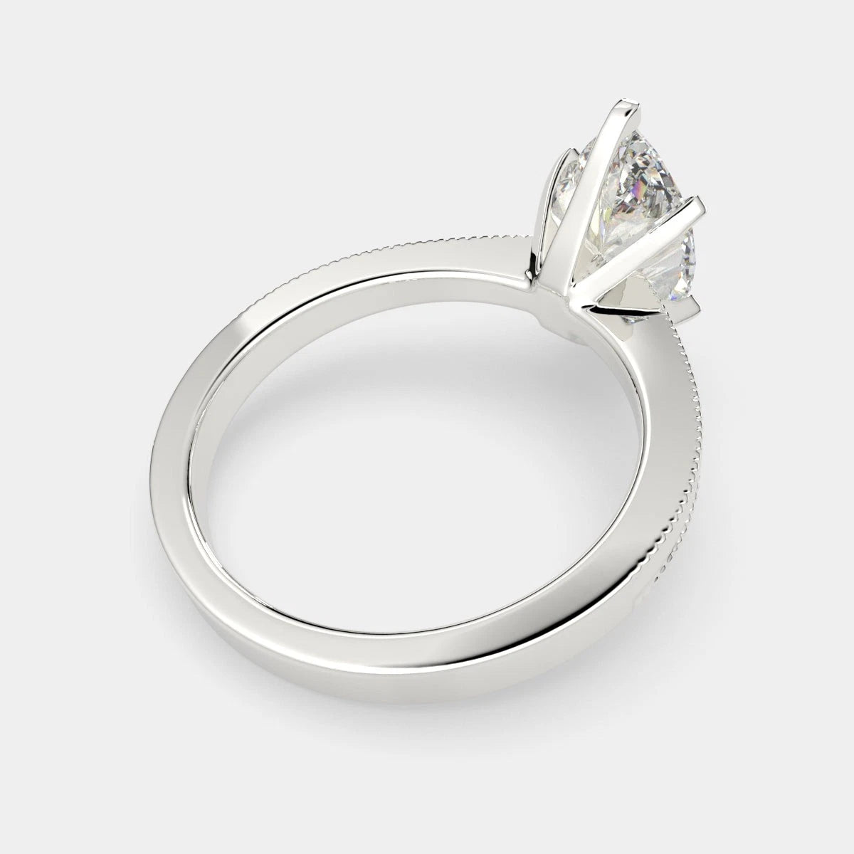 Marquise Lab Grown Diamond Engagement Ring, 6 Prong Milgrain Vintage Solitaire Ring, White Gold Anniversary Ring for Women, Promise Gift