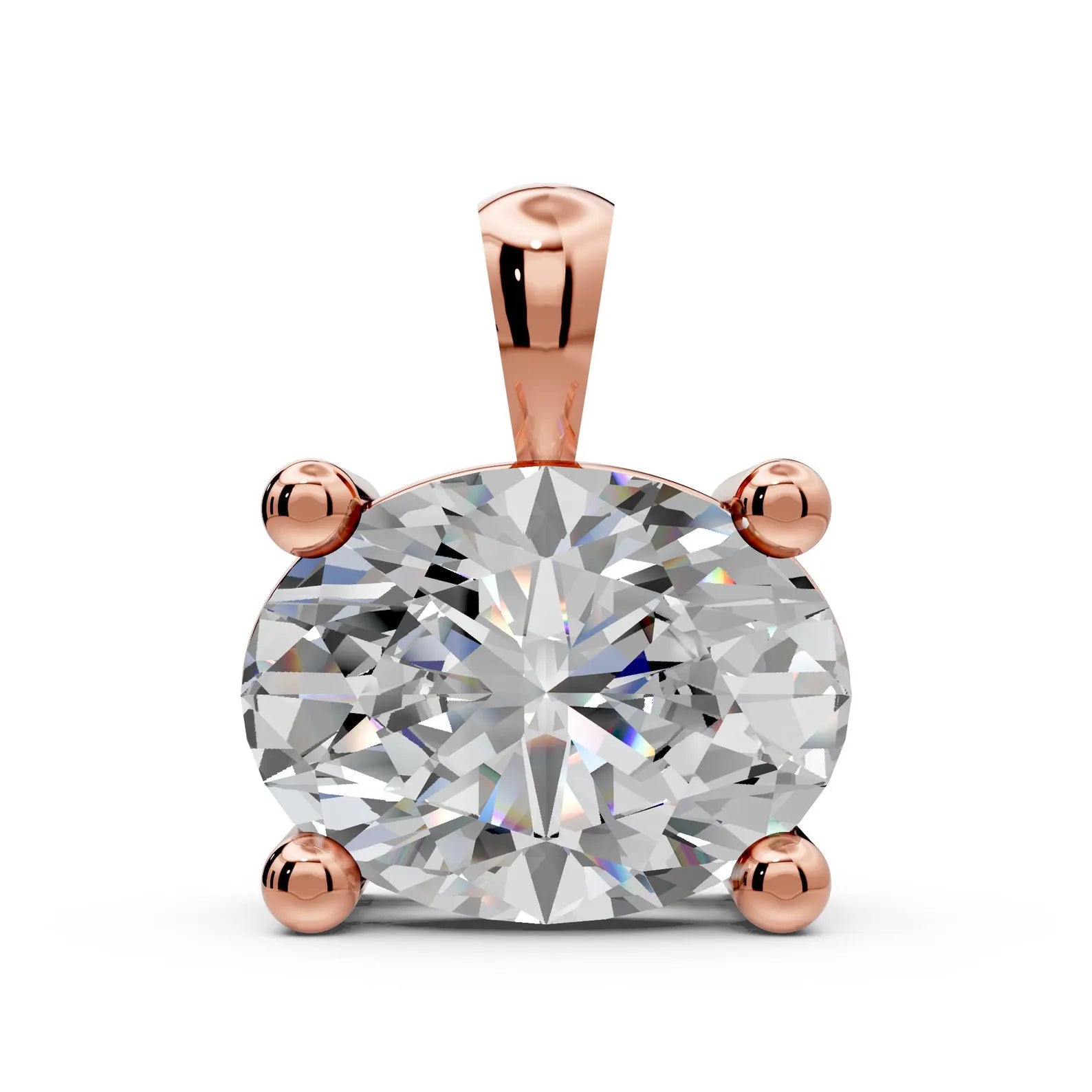 East West Oval Cut Diamond Solitaire Pendant Lab Grown Diamond Pendant Bridesmaid Pendant Solid Gold Diamond Pendant