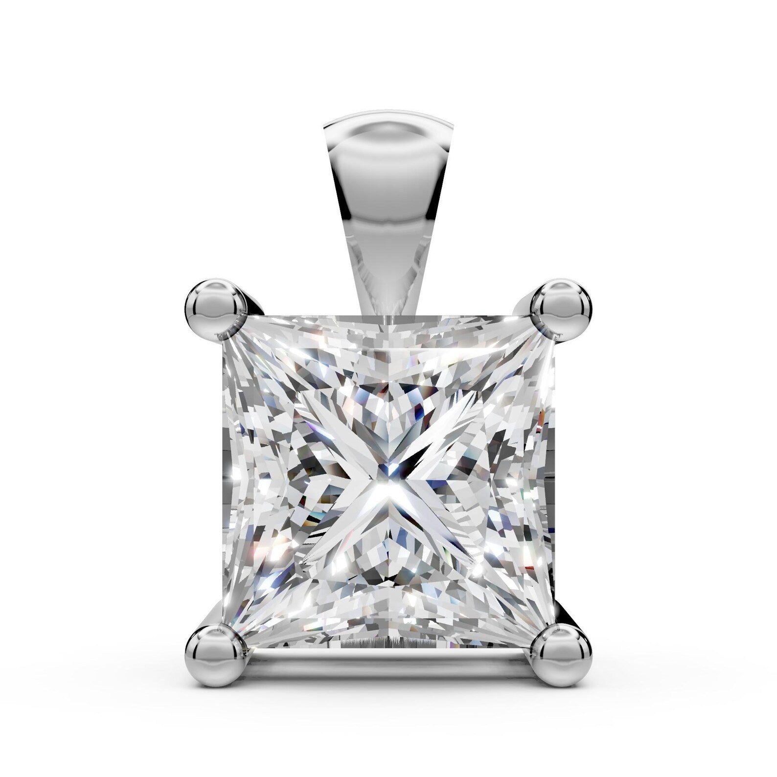 Princess Cut Lab Diamond Solitaire Pendant Bridesmaid Pendant Solid Gold Diamond Pendant Gift For Her