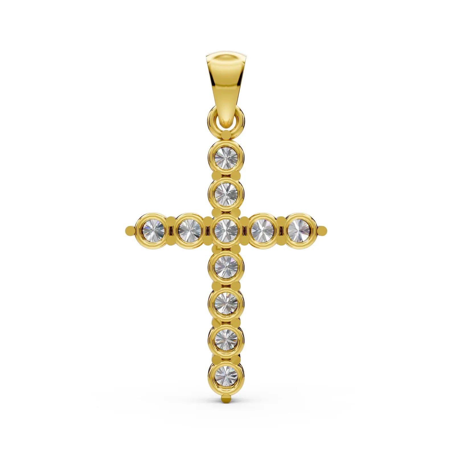 Diamond Cross Pendant Solid Gold Cross Necklace Lab Grown Diamond Everyday Cross Charm