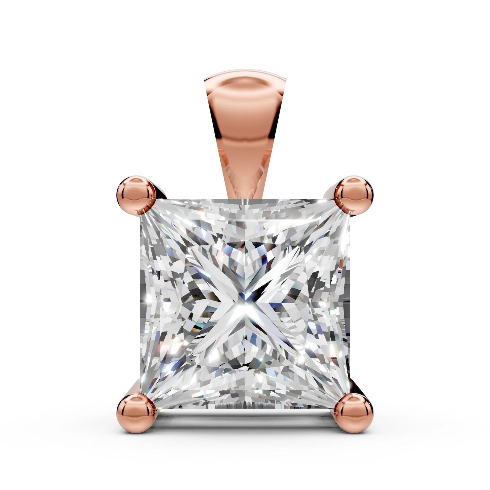 Princess Cut Lab Diamond Solitaire Pendant Bridesmaid Pendant Solid Gold Diamond Pendant Gift For Her