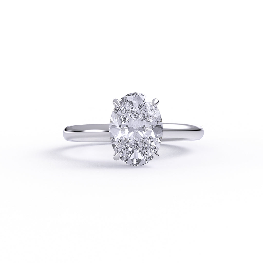 IGI Certified Oval Cut Lab-Grown Diamond Hidden Halo Engagement Ring
