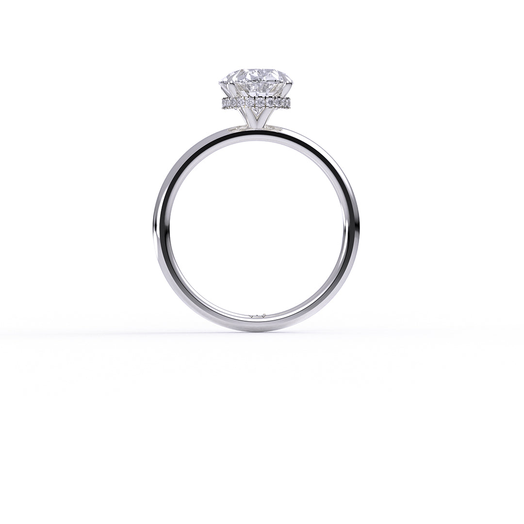 IGI Certified Oval Cut Lab-Grown Diamond Hidden Halo Engagement Ring