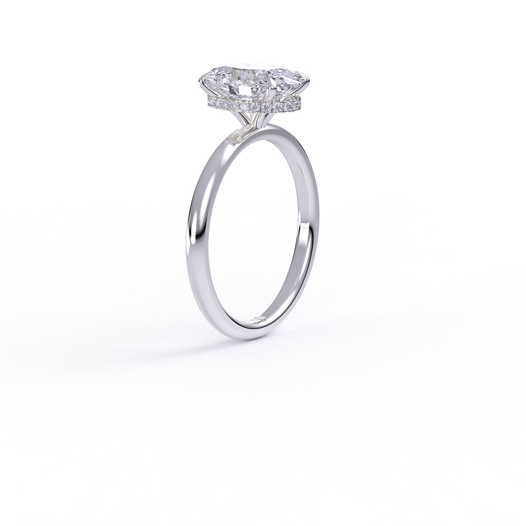IGI Certified Oval Cut Lab-Grown Diamond Hidden Halo Engagement Ring