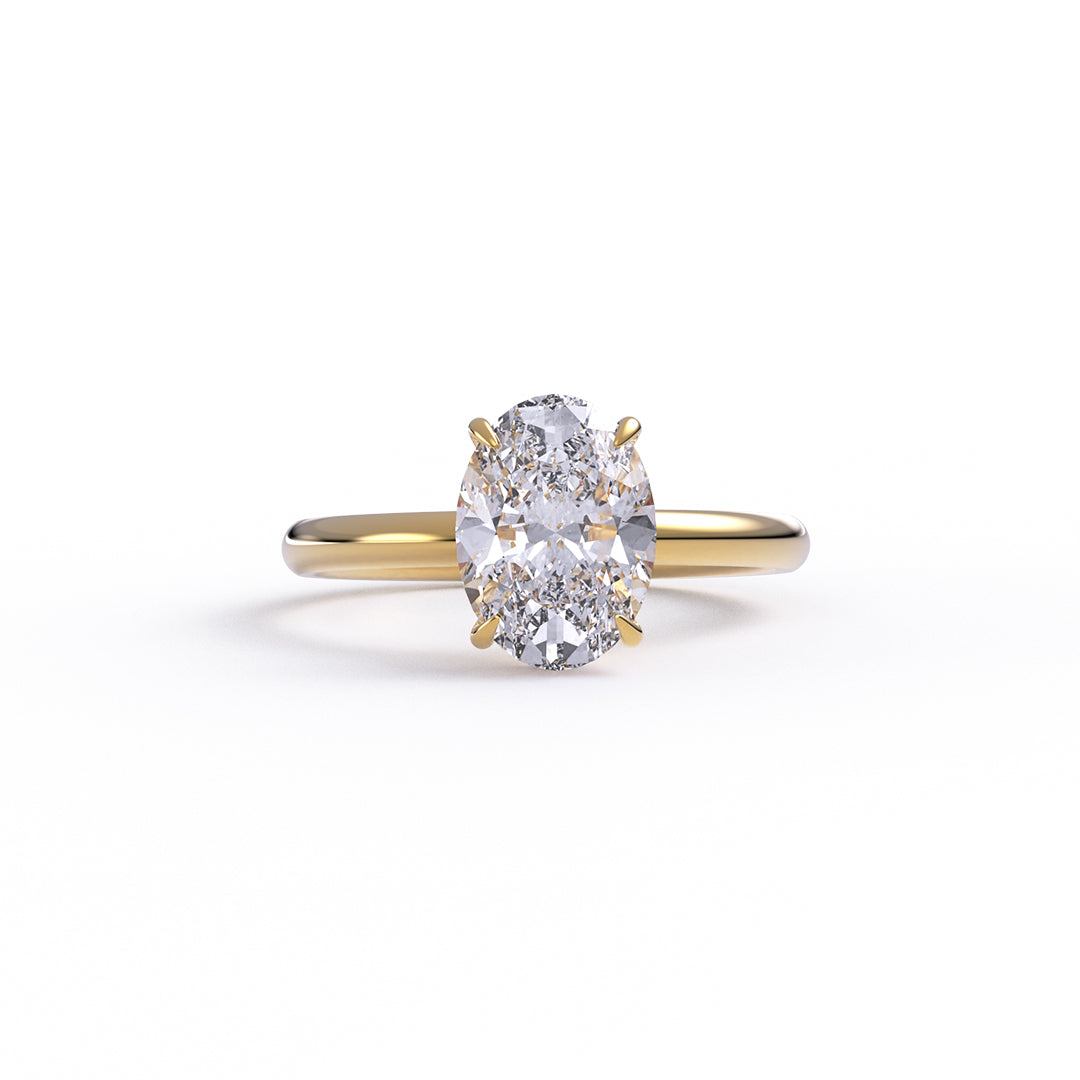 Yellow Gold IGI Certified Oval Cut Lab-Grown Diamond Hidden Halo Engagement Ring