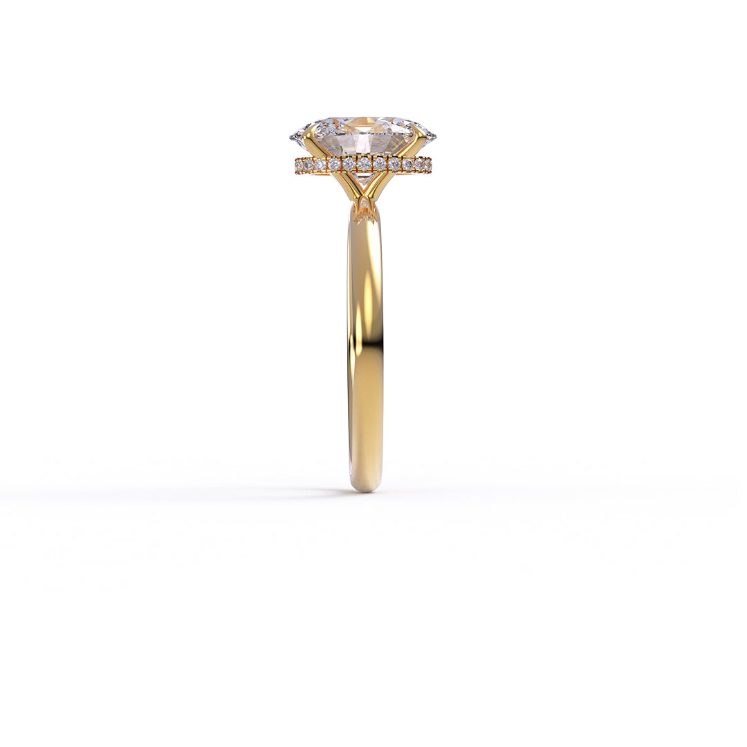Yellow Gold IGI Certified Oval Cut Lab-Grown Diamond Hidden Halo Engagement Ring