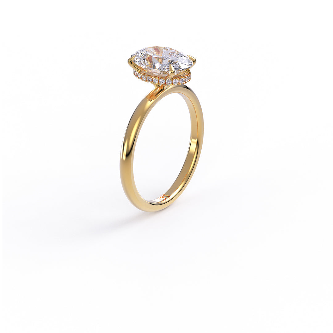 Yellow Gold IGI Certified Oval Cut Lab-Grown Diamond Hidden Halo Engagement Ring