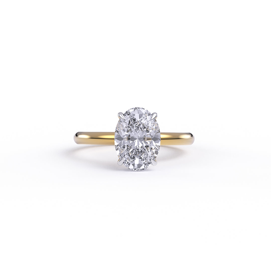 IGI Certified Oval Cut Lab-Grown Diamond Hidden Halo Two Tone Engagement Ring