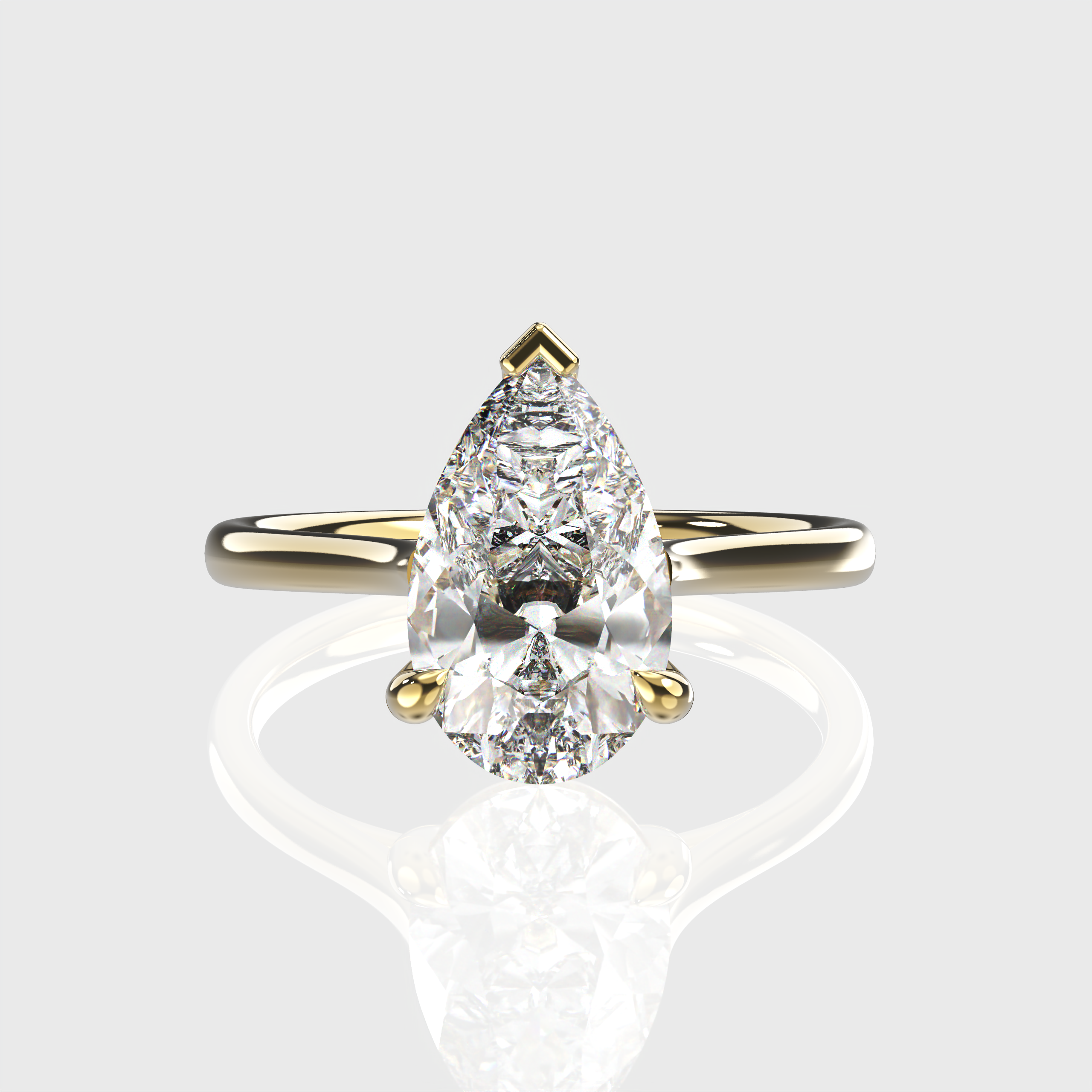 Elegant Classic Solitaire Pear Cut Diamond Engagement Ring