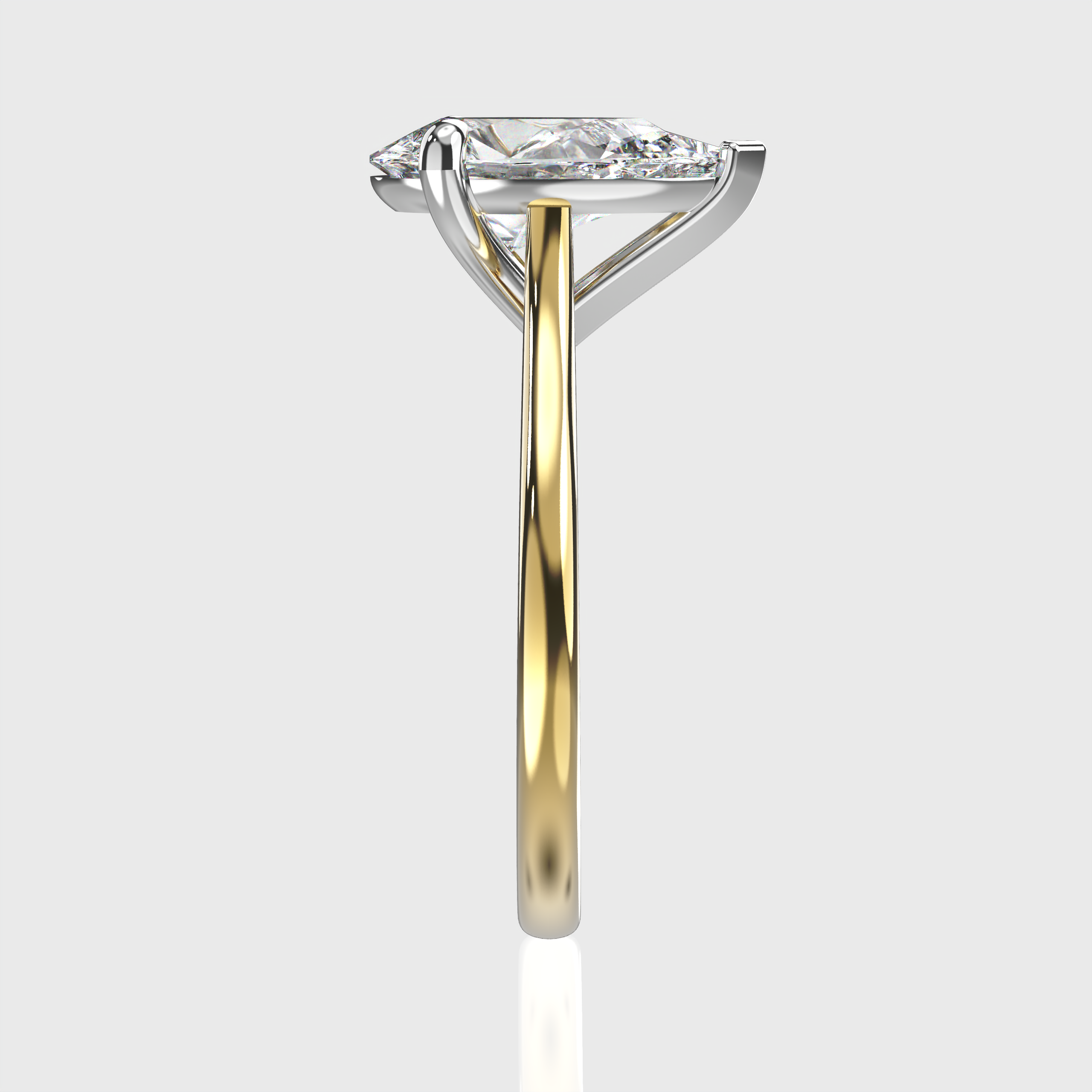 Elegant Classic Solitaire Pear-Cut Diamond Two Tone Engagement Ring