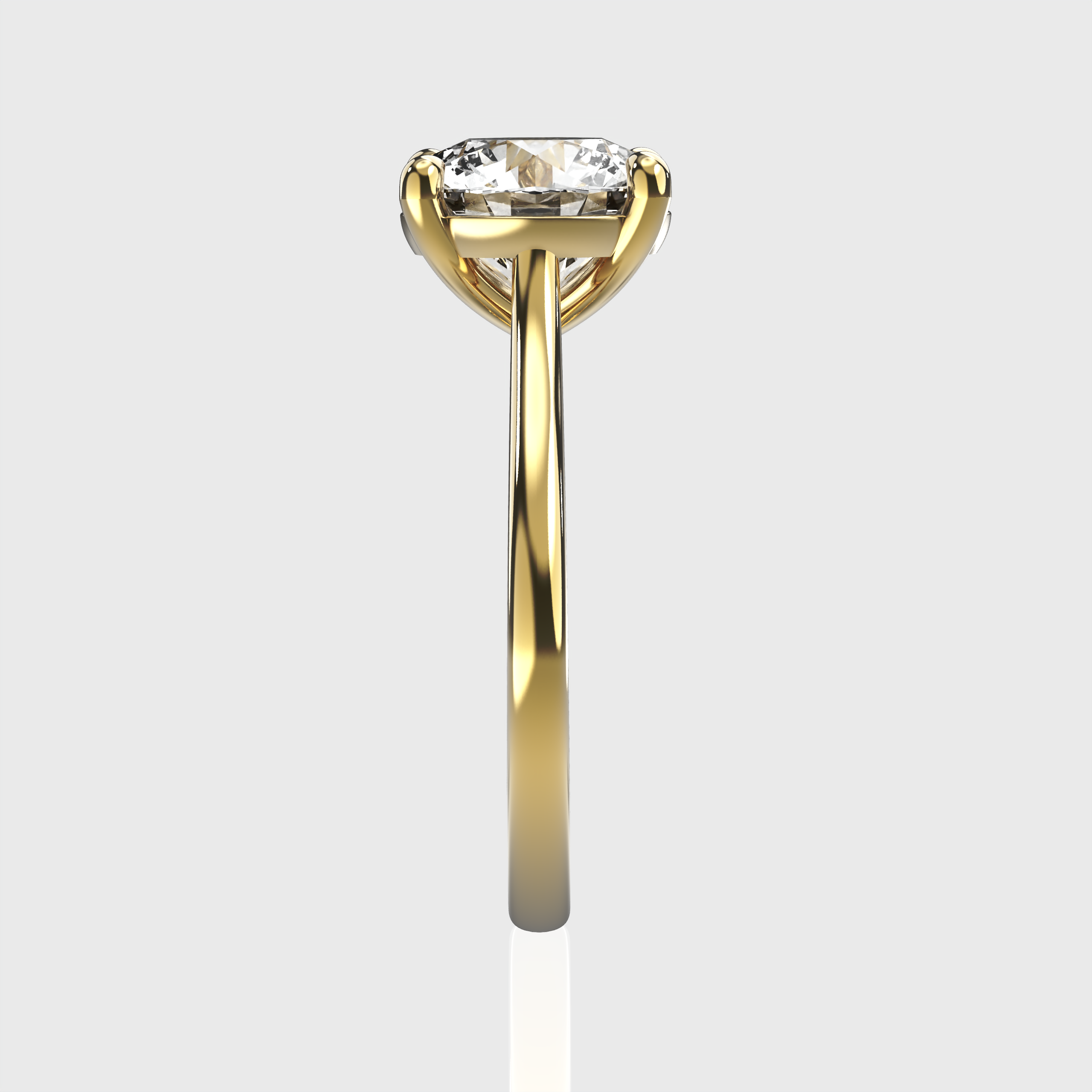 Yellow Gold Classic Round Lab Grown Diamond Solitaire Engagement Ring