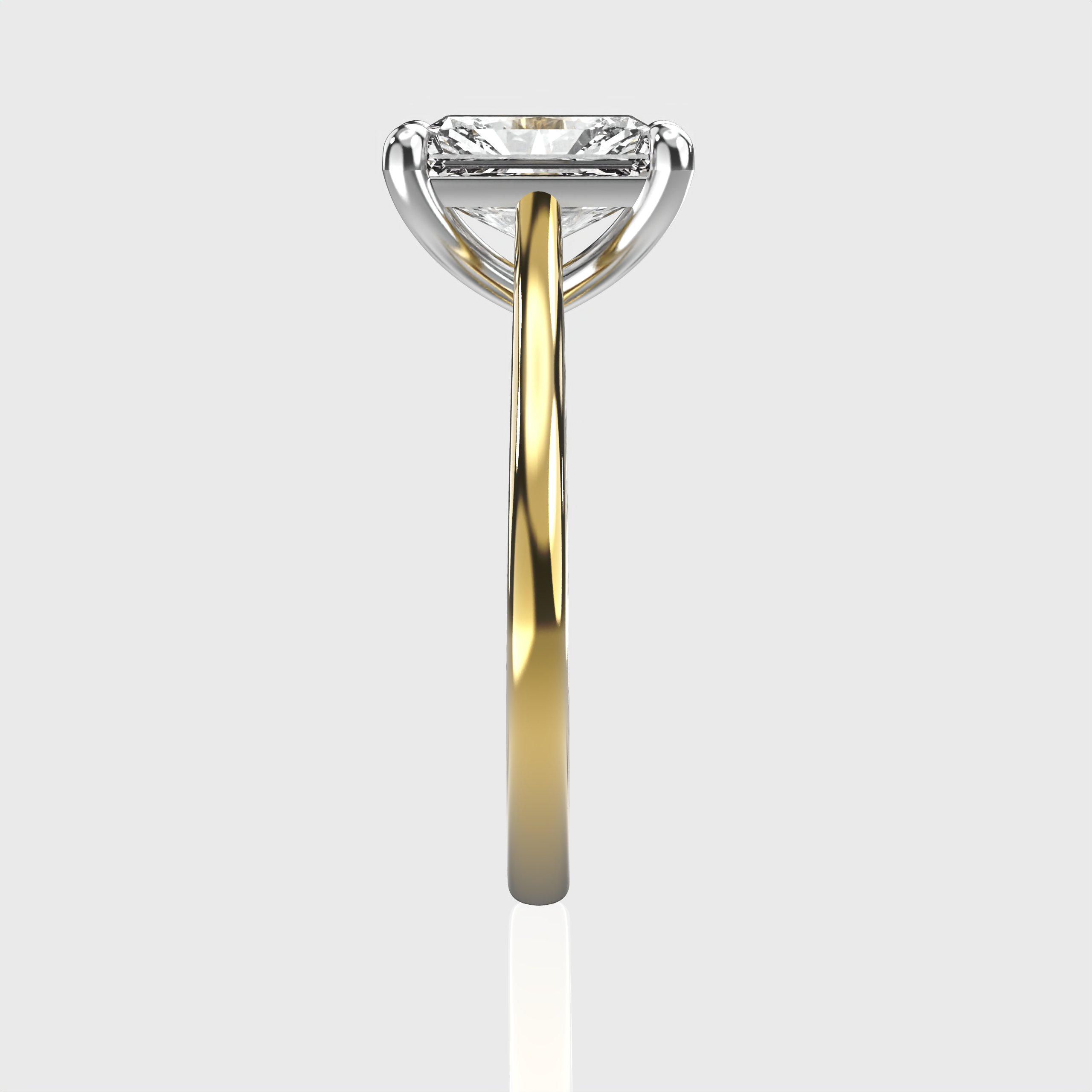 Classic Radiant-Cut Lab-Grown Diamond Two Tone Engagement Ring with Gold Design