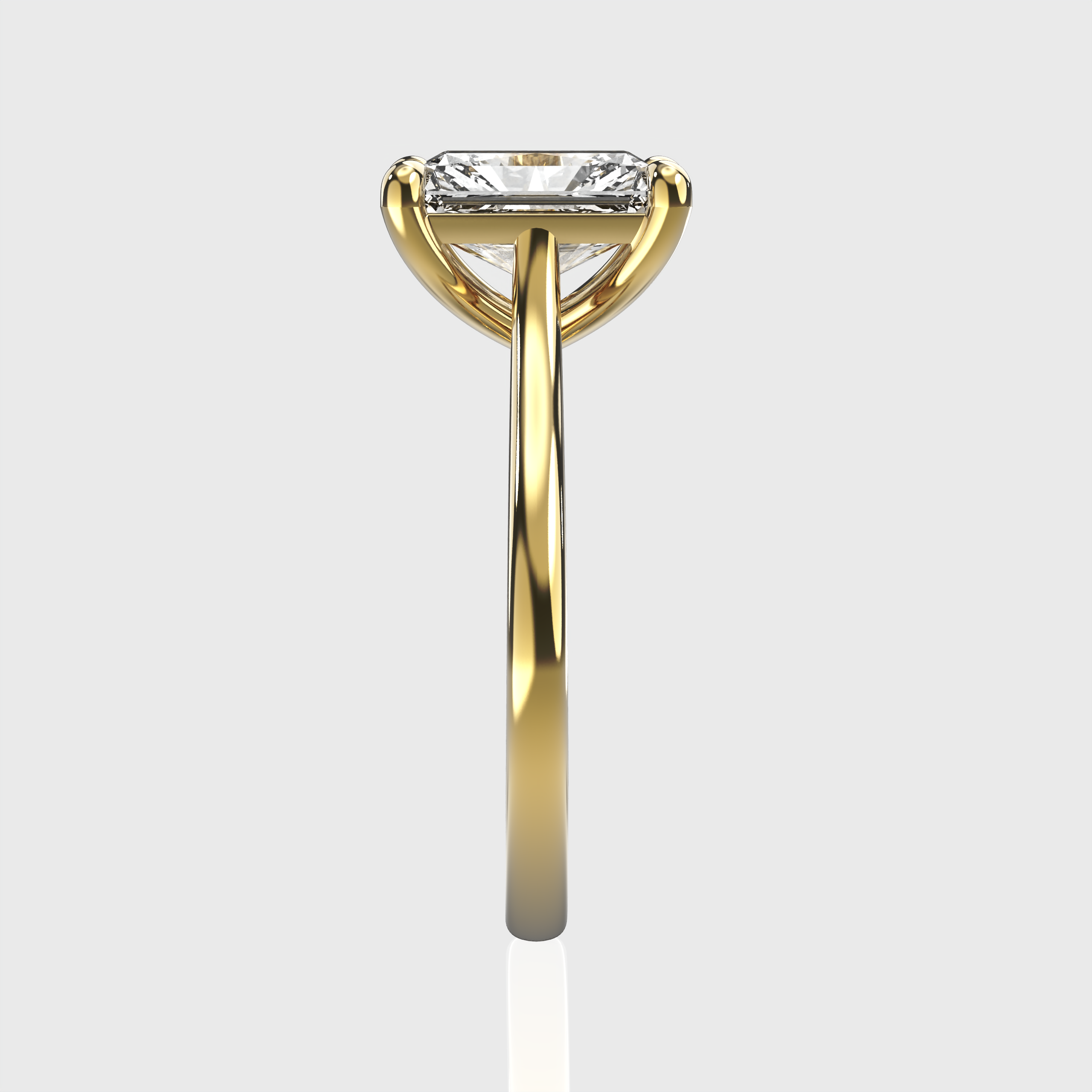 Classic Radiant Cut Lab Grown Diamond Engagement Ring with Gold Design