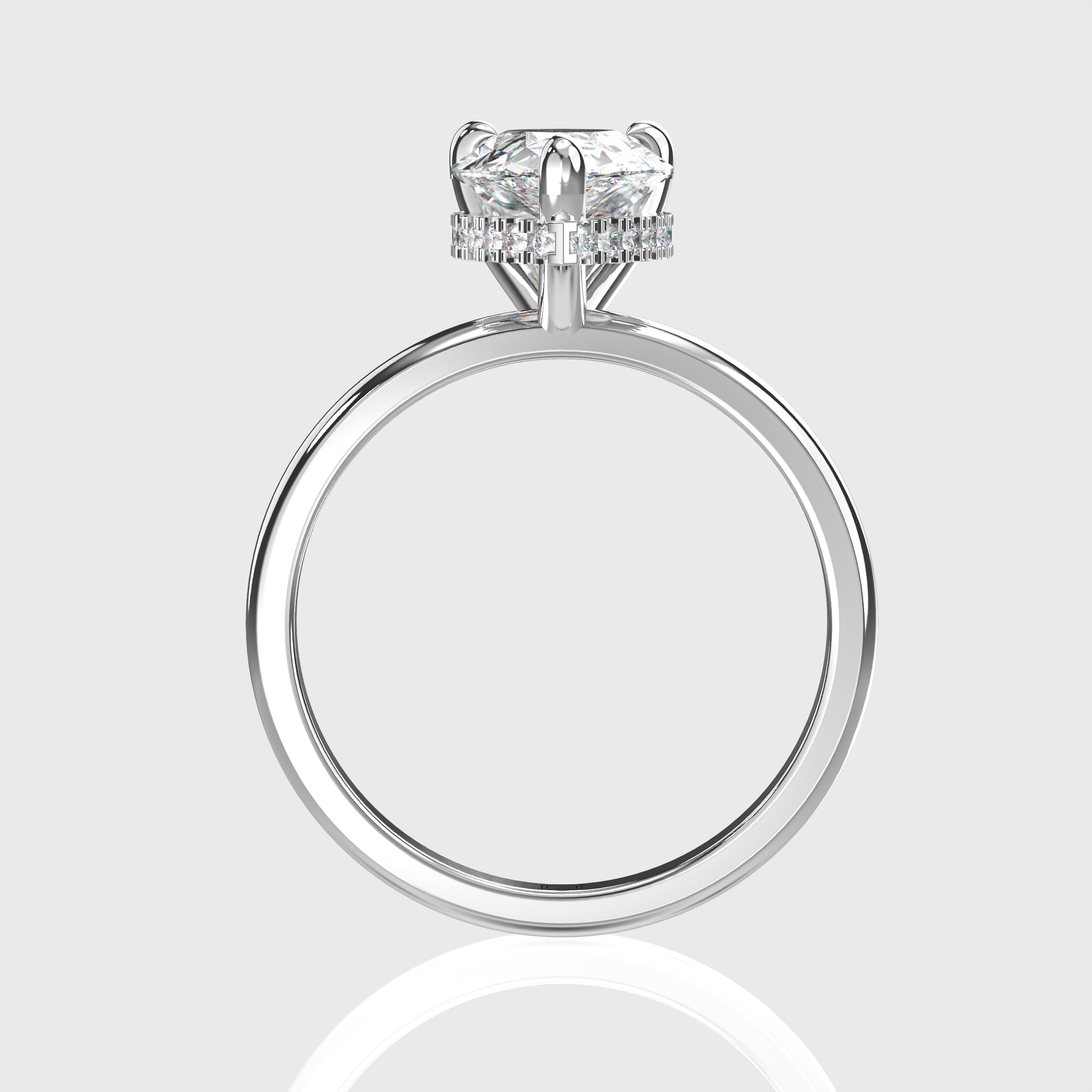 Elegant Pear Cut Diamond Hidden Halo Engagement Ring