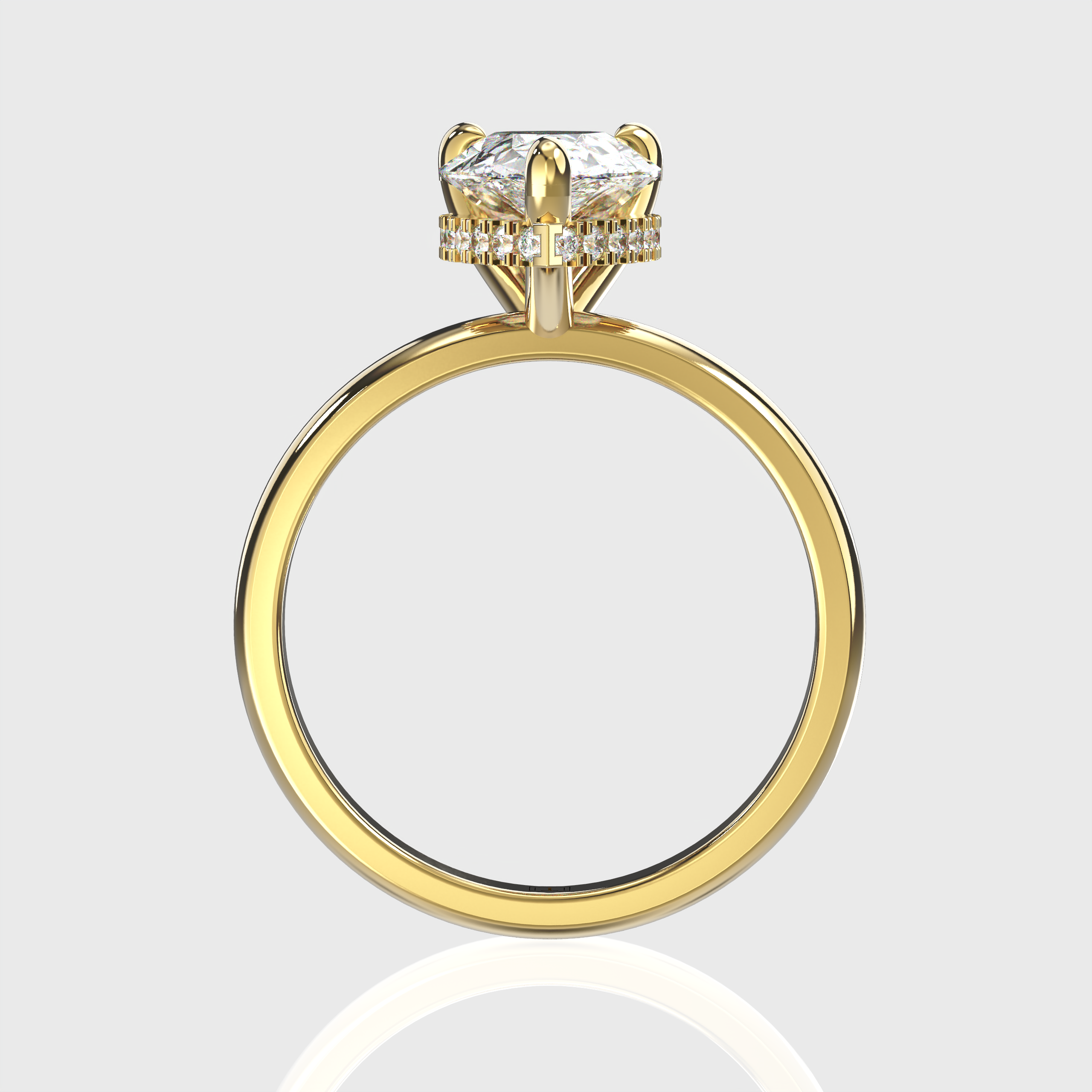 Yellow Gold Elegant Pear Cut Diamond Hidden Halo Engagement Ring